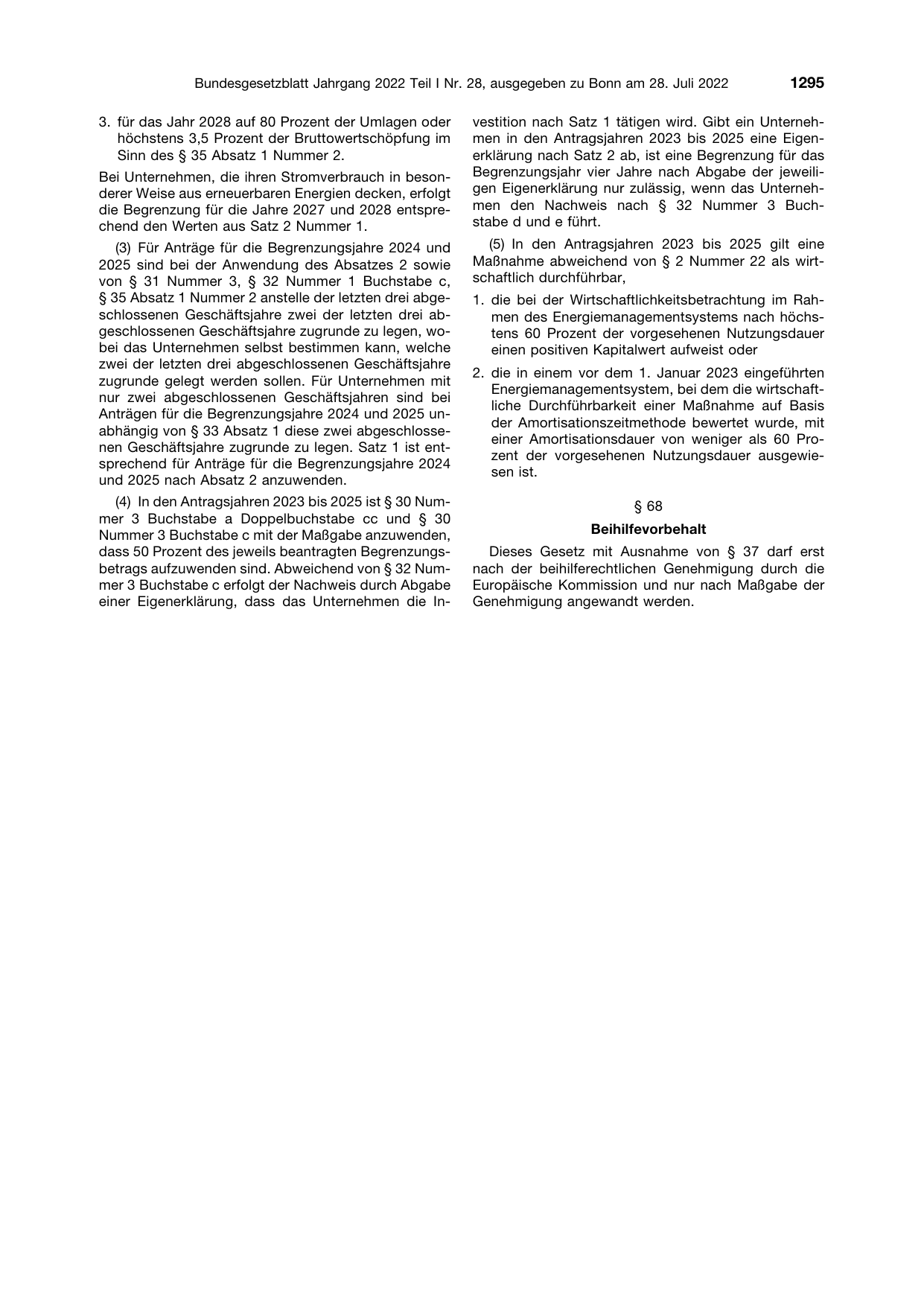 BGBl. 2022, Seite 1295 — Originalseite als Abbildung