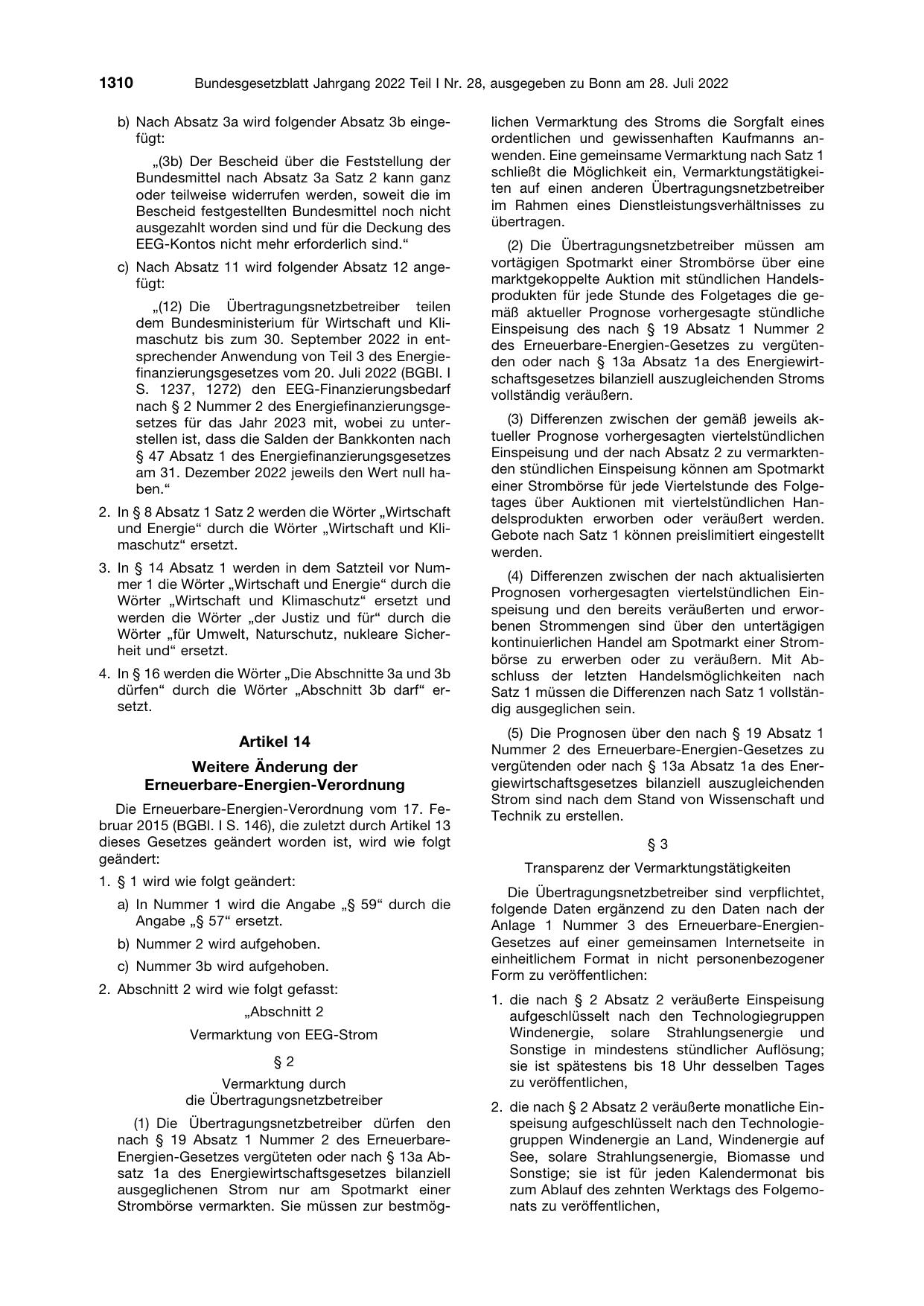 BGBl. 2022, Seite 1310 — Originalseite als Abbildung