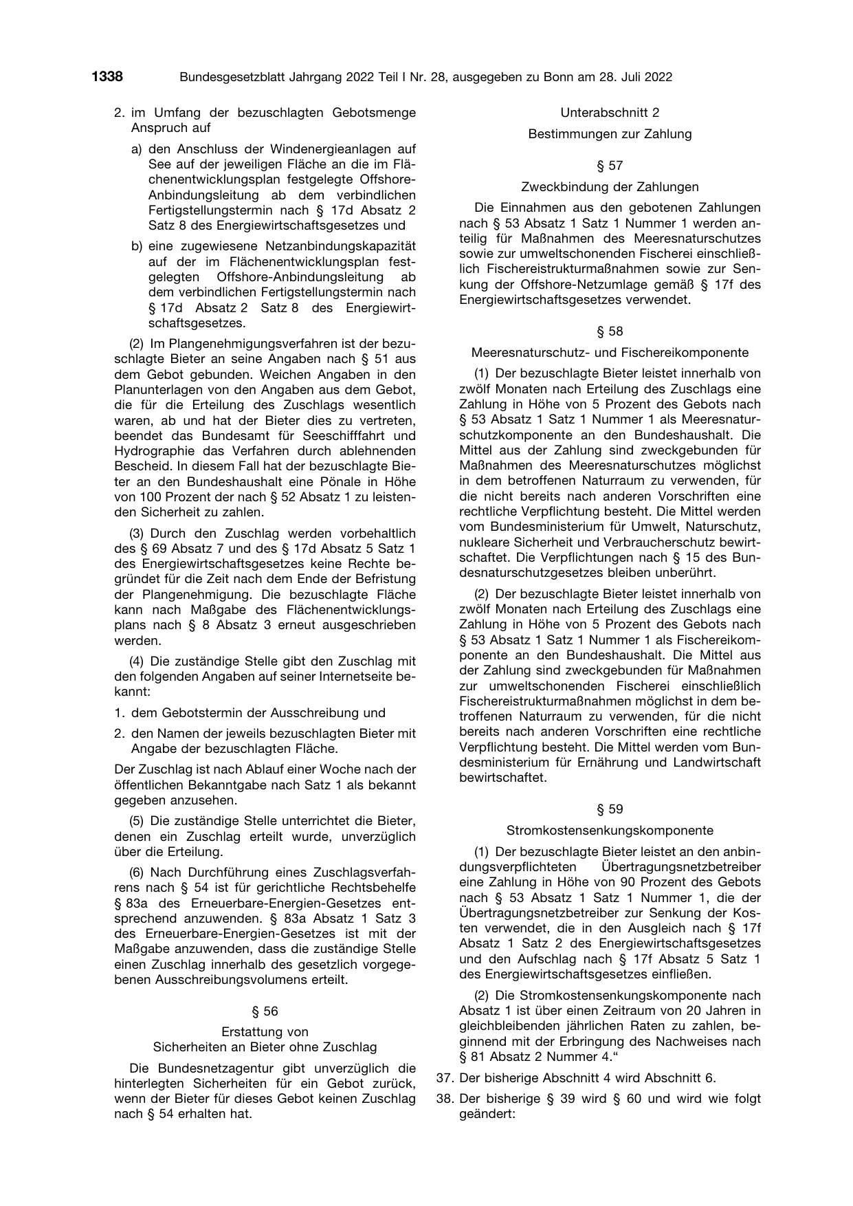 BGBl. 2022, Seite 1338 — Originalseite als Abbildung