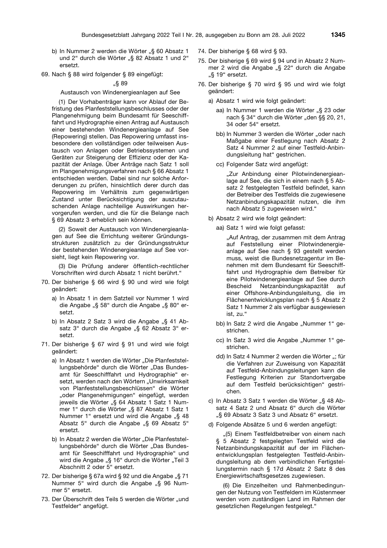 BGBl. 2022, Seite 1345 — Originalseite als Abbildung