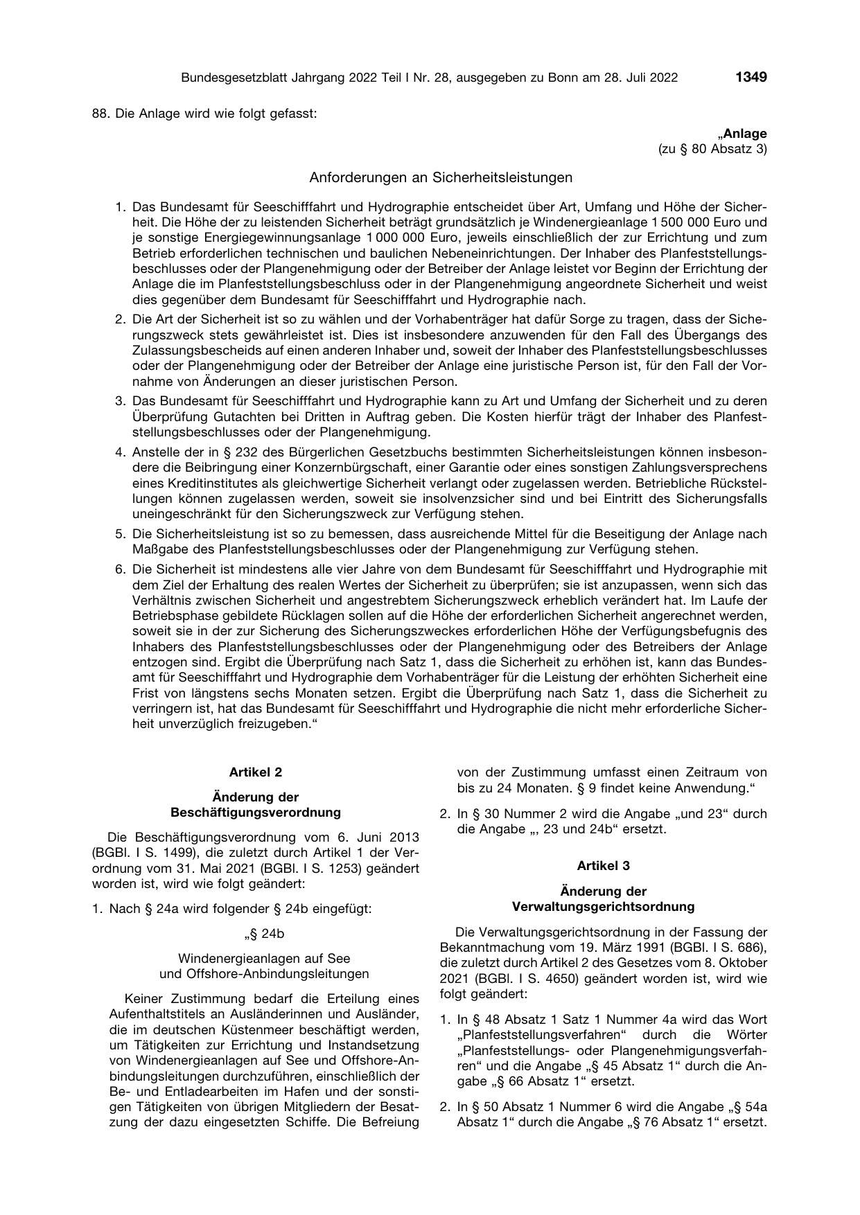 BGBl. 2022, Seite 1349 — Originalseite als Abbildung