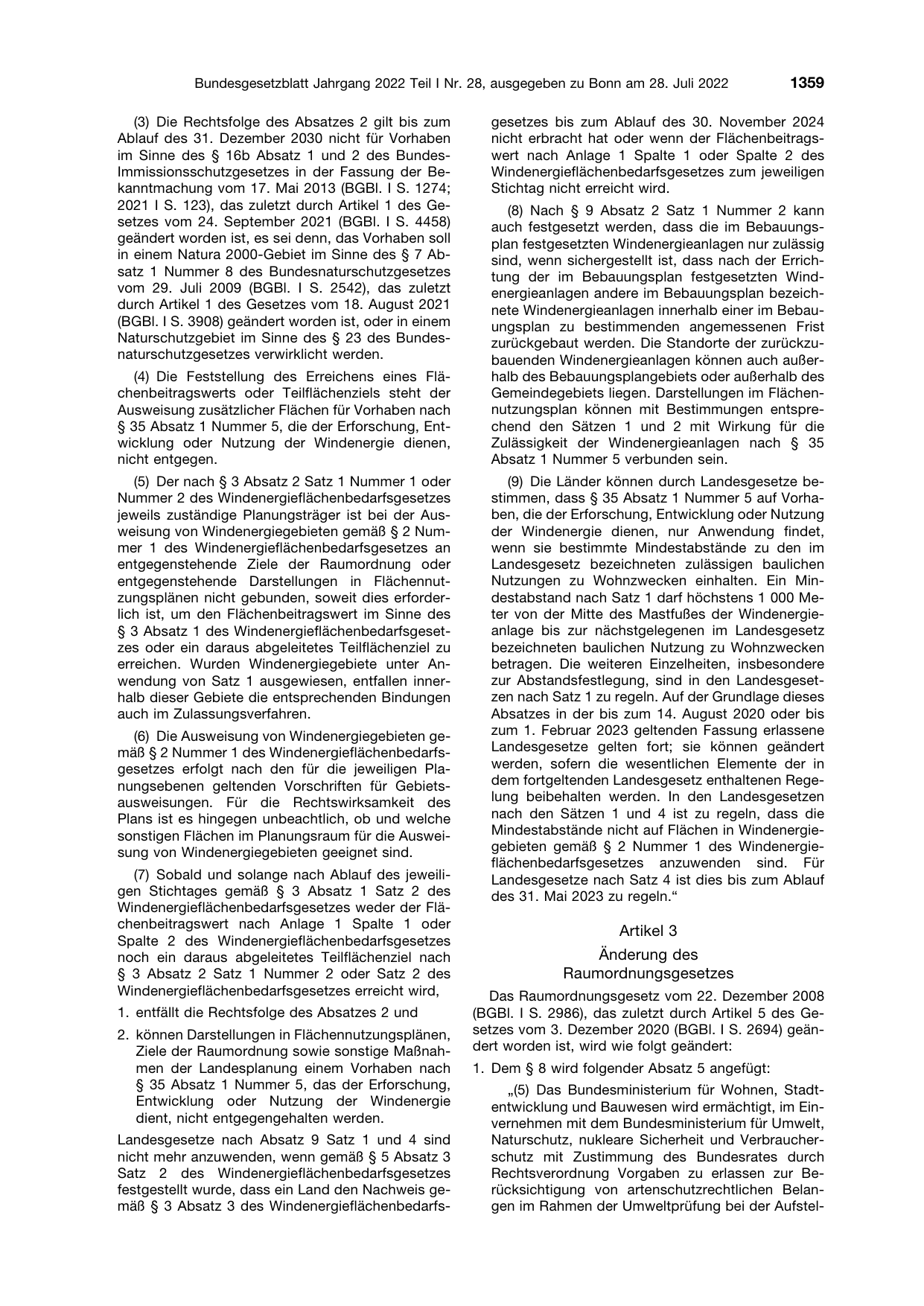 BGBl. 2022, Seite 1359 — Originalseite als Abbildung