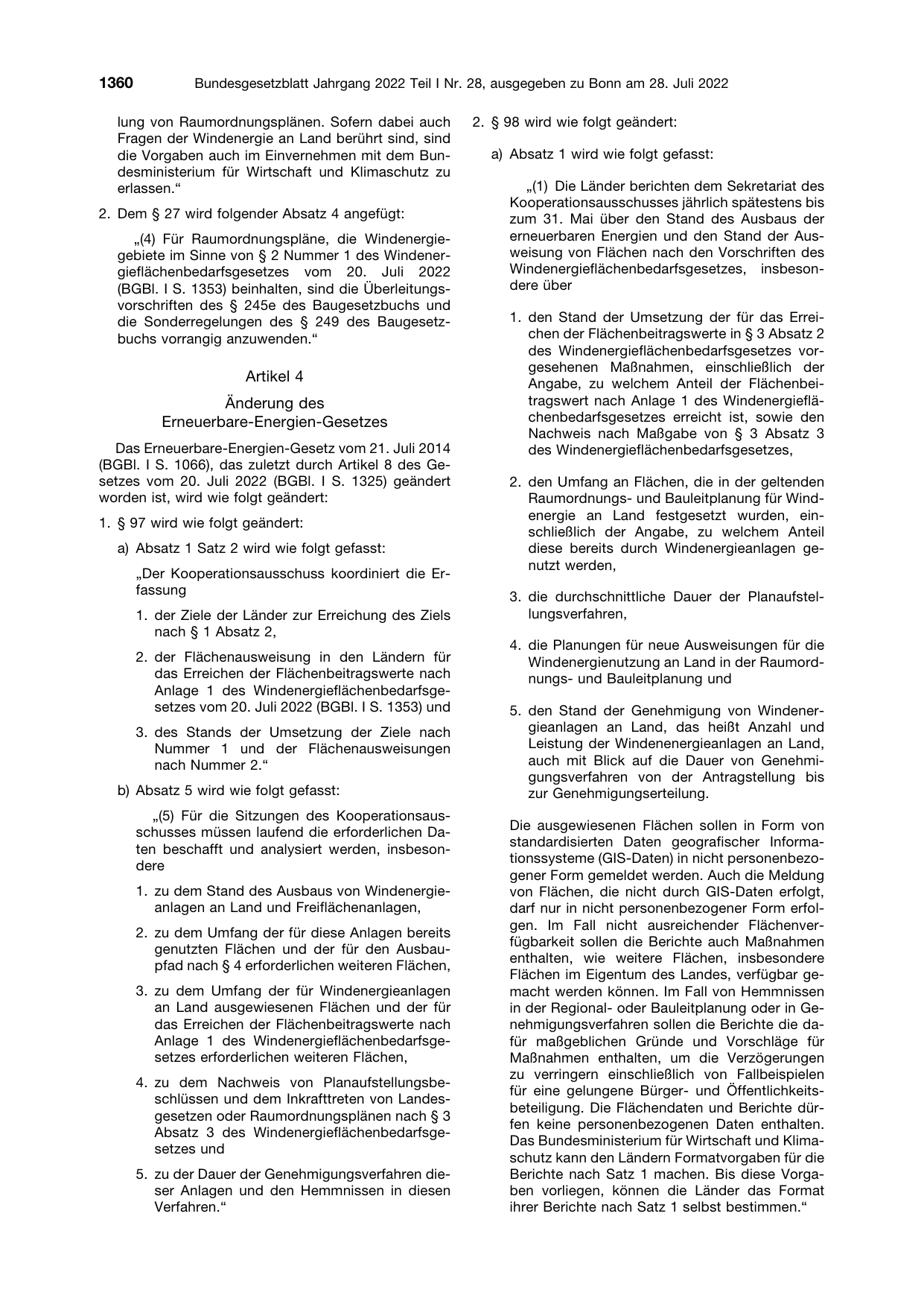 BGBl. 2022, Seite 1360 — Originalseite als Abbildung