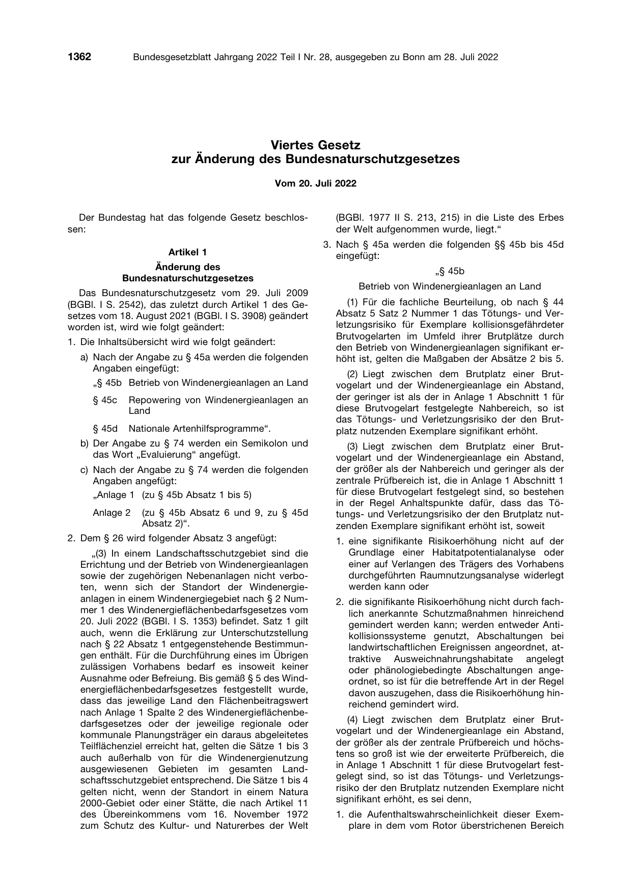 BGBl. 2022, Seite 1362 — Originalseite als Abbildung