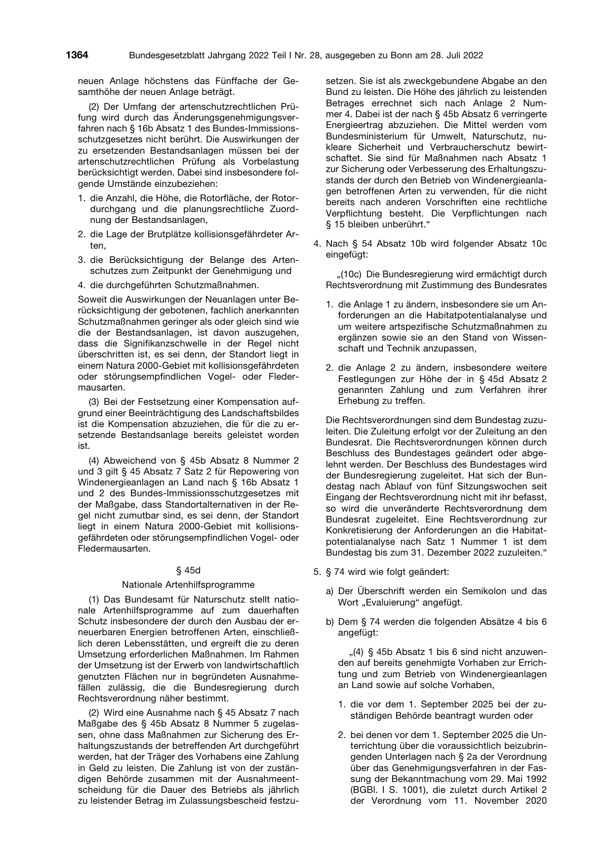 BGBl. 2022, Seite 1364 — Originalseite als Abbildung