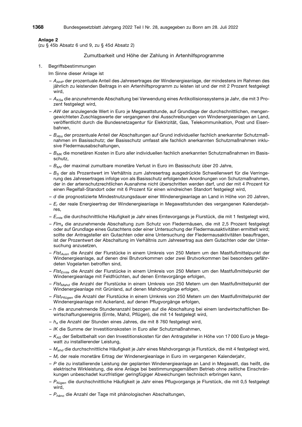 BGBl. 2022, Seite 1368 — Originalseite als Abbildung
