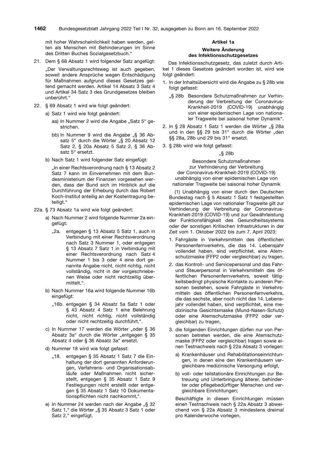 BGBl. 2022, Seite 1462 — Originalseite als Abbildung