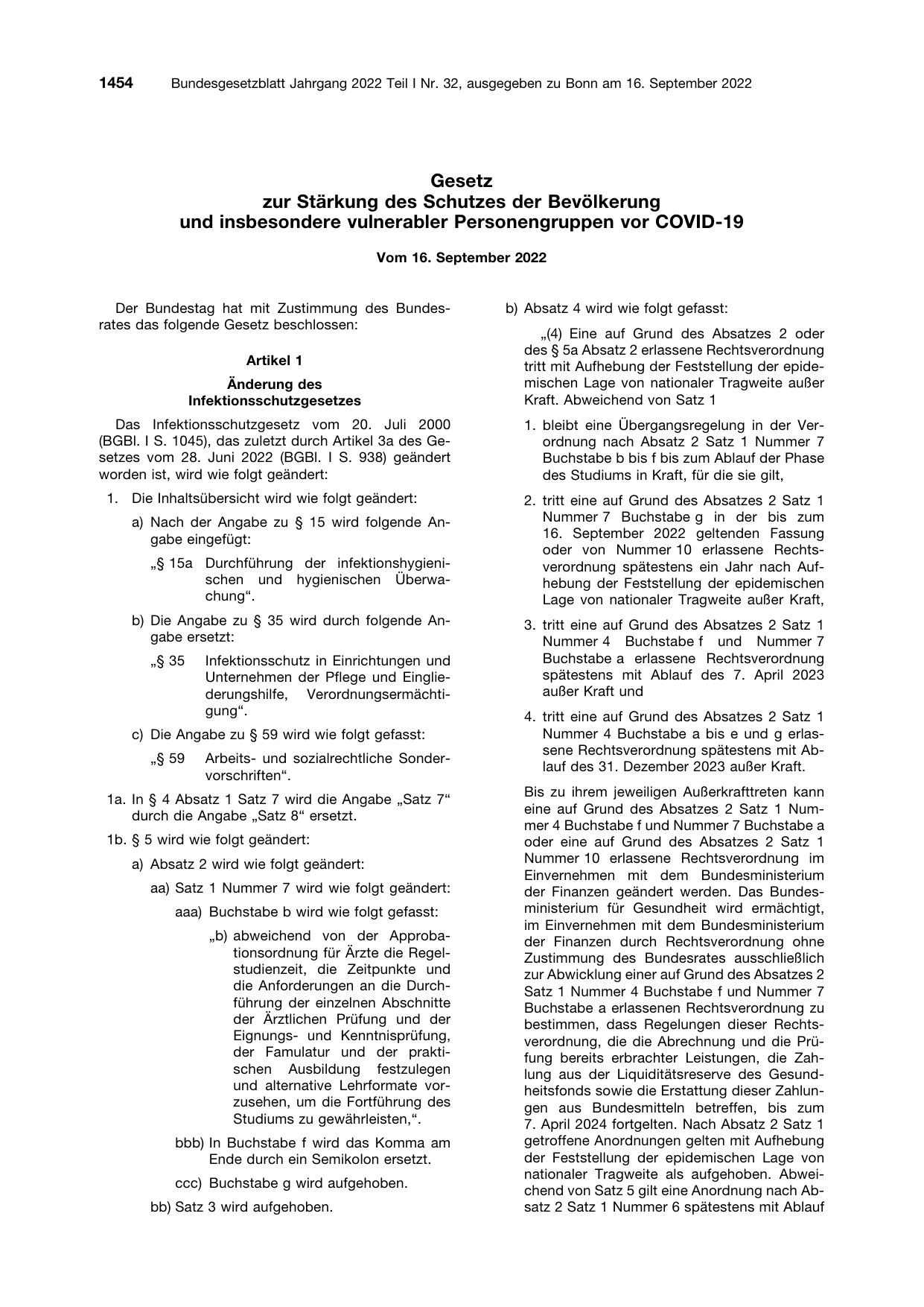 BGBl. 2022, Seite 1454 — Originalseite als Abbildung