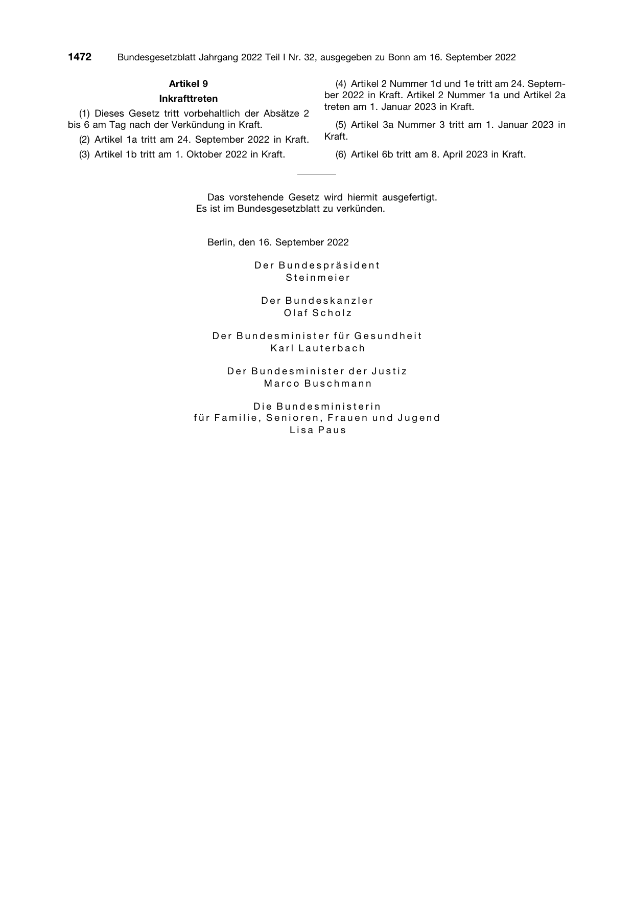 BGBl. 2022, Seite 1472 — Originalseite als Abbildung