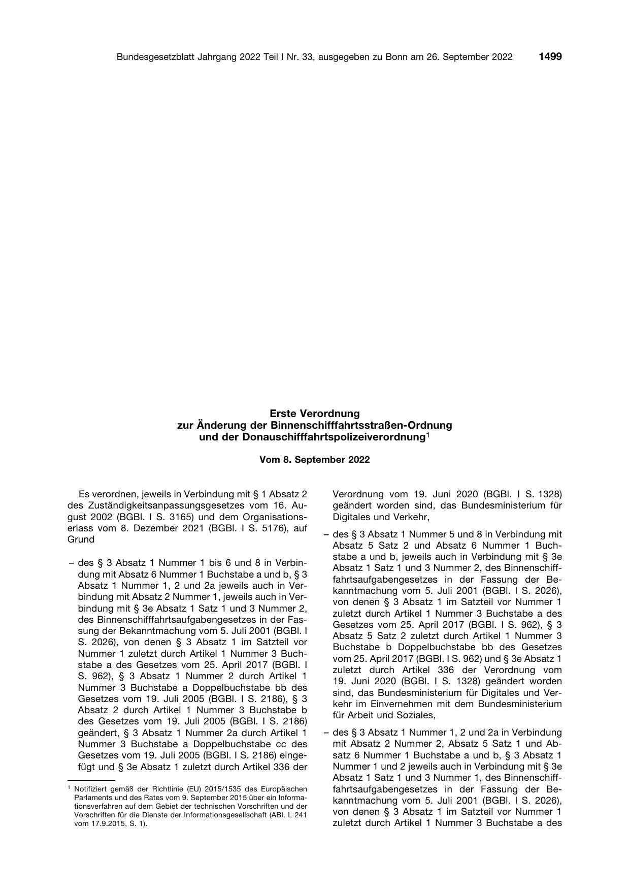 BGBl. 2022, Seite 1499 — Originalseite als Abbildung