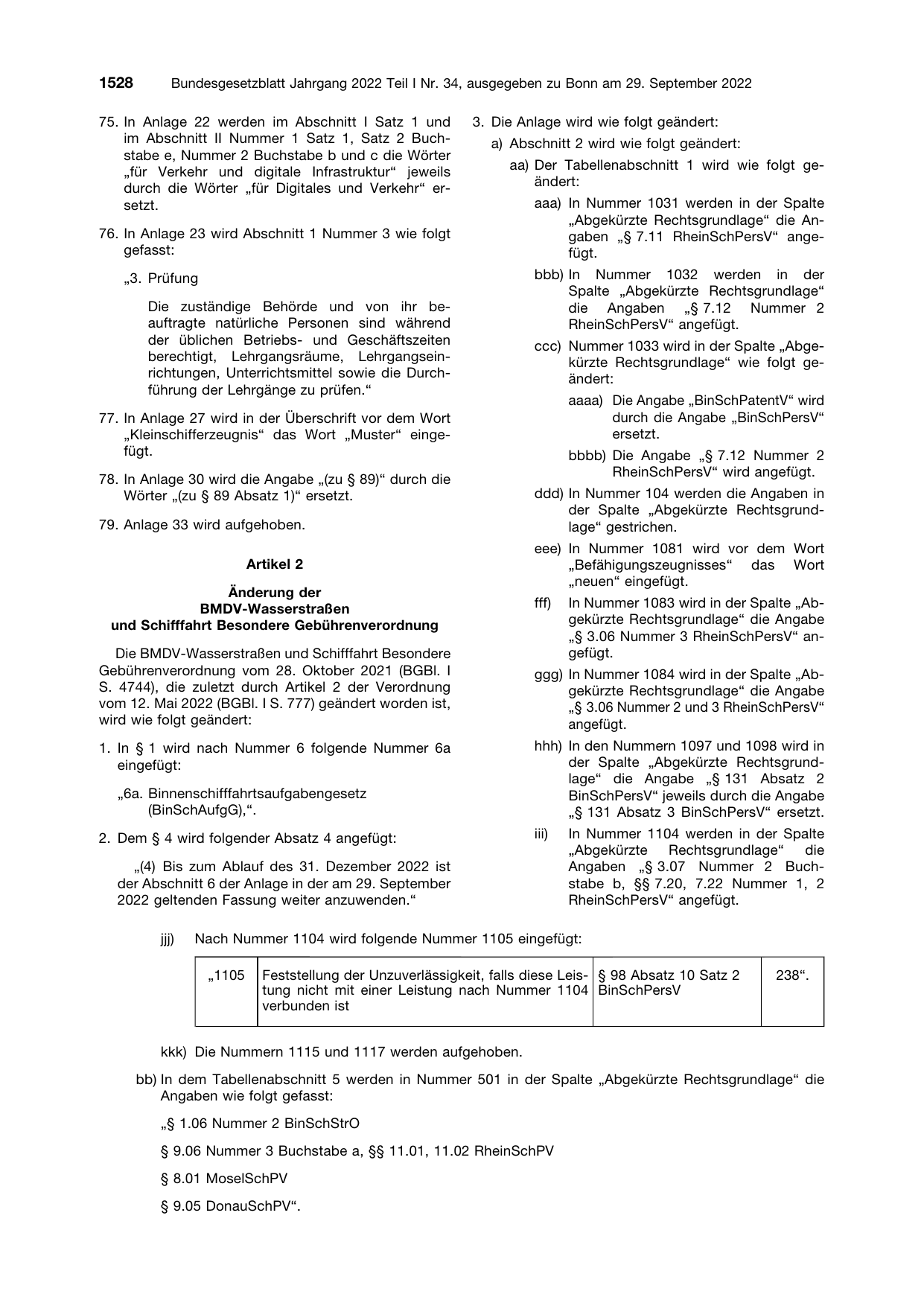 BGBl. 2022, Seite 1528 — Originalseite als Abbildung