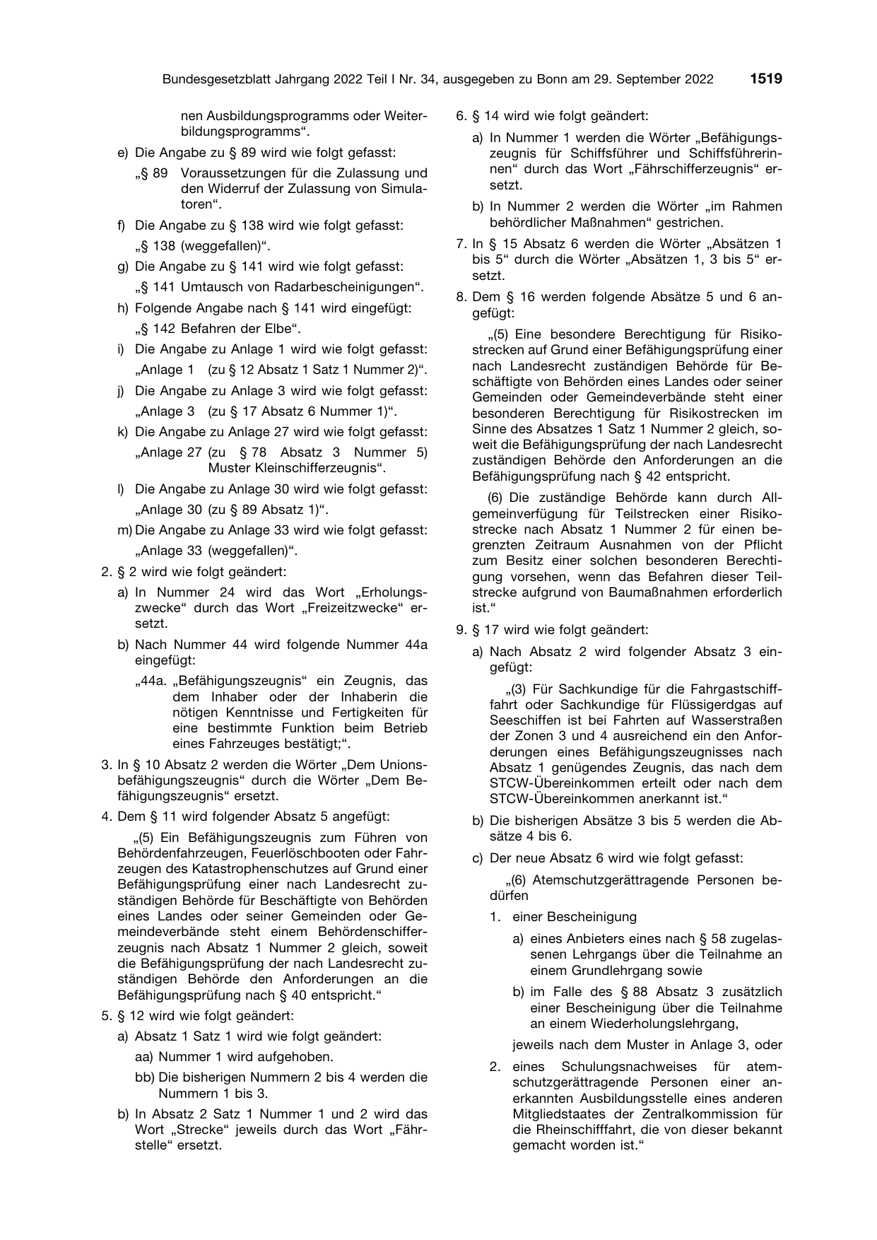 BGBl. 2022, Seite 1519 — Originalseite als Abbildung