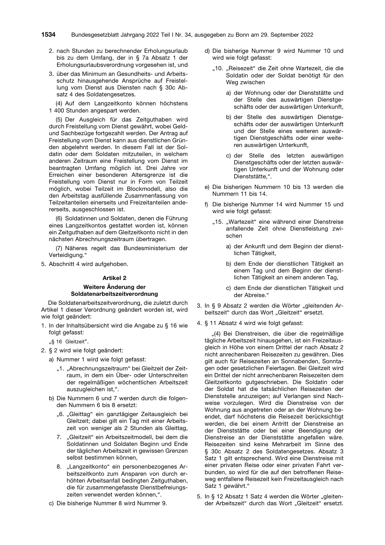 BGBl. 2022, Seite 1534 — Originalseite als Abbildung