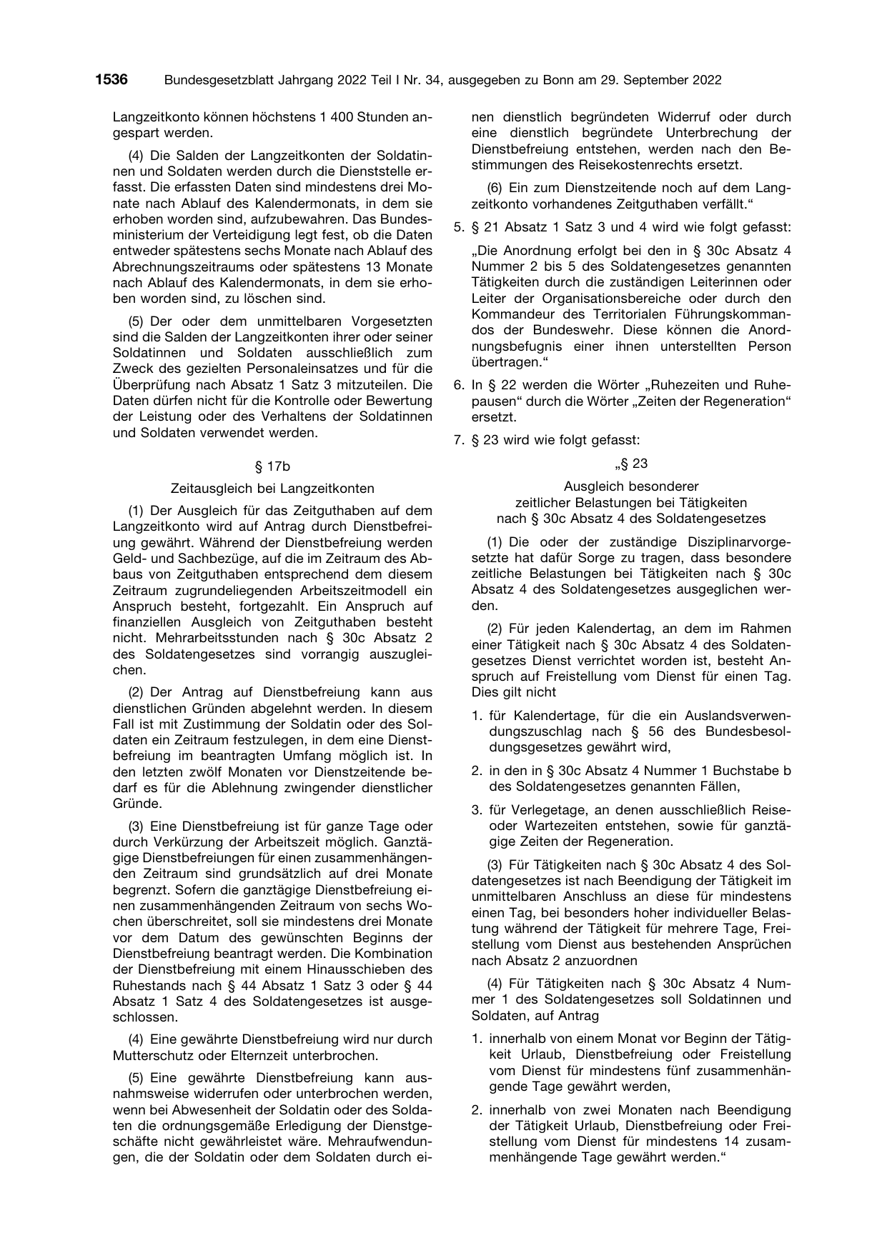 BGBl. 2022, Seite 1536 — Originalseite als Abbildung