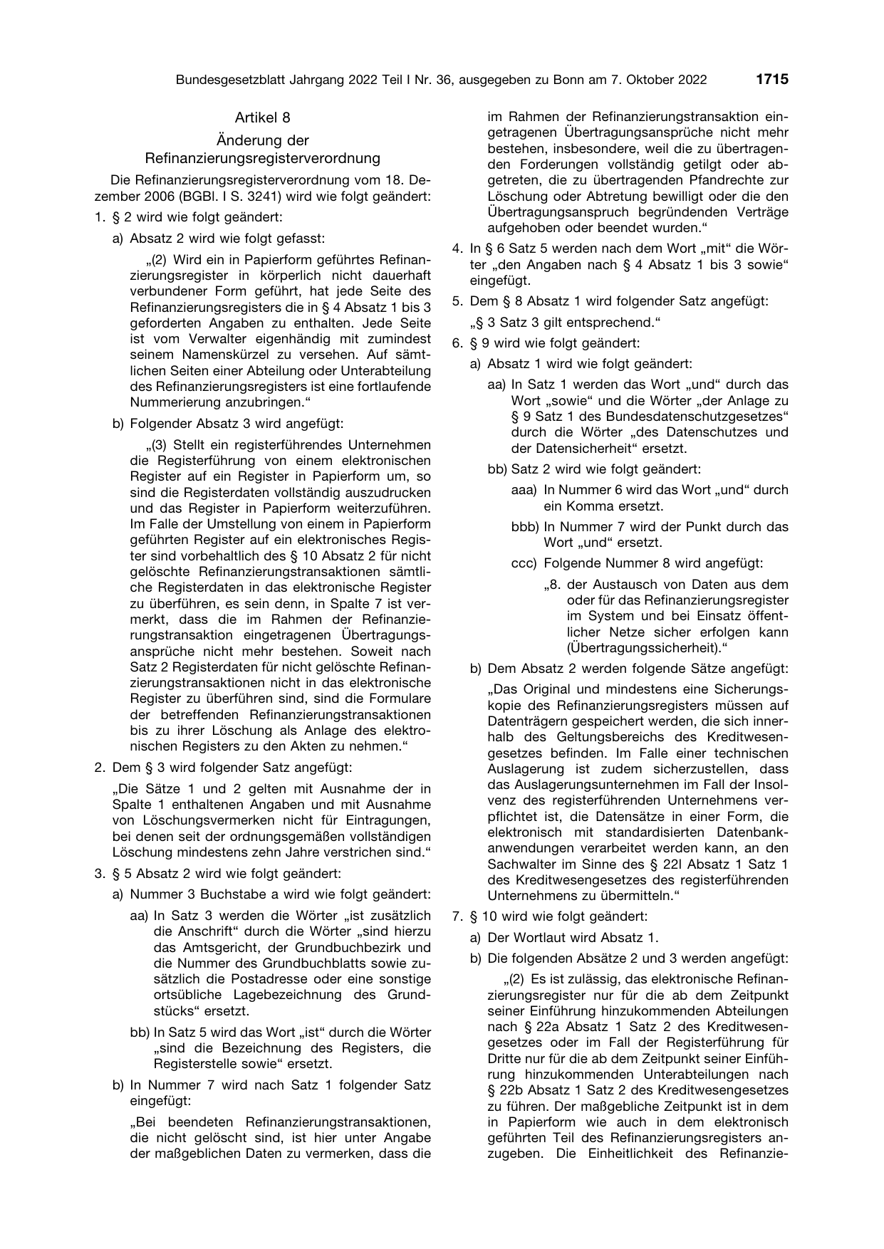 BGBl. 2022, Seite 1715 — Originalseite als Abbildung