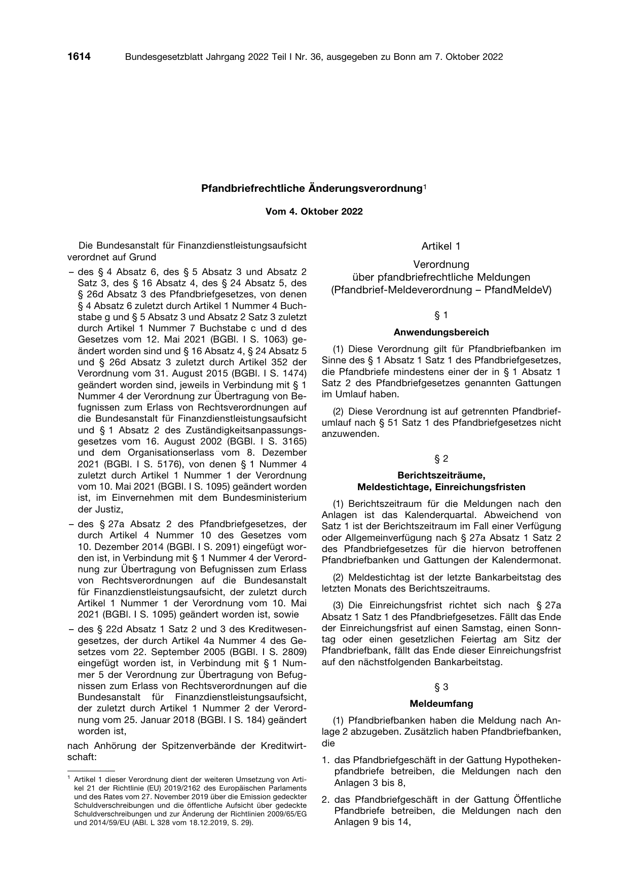 BGBl. 2022, Seite 1614 — Originalseite als Abbildung