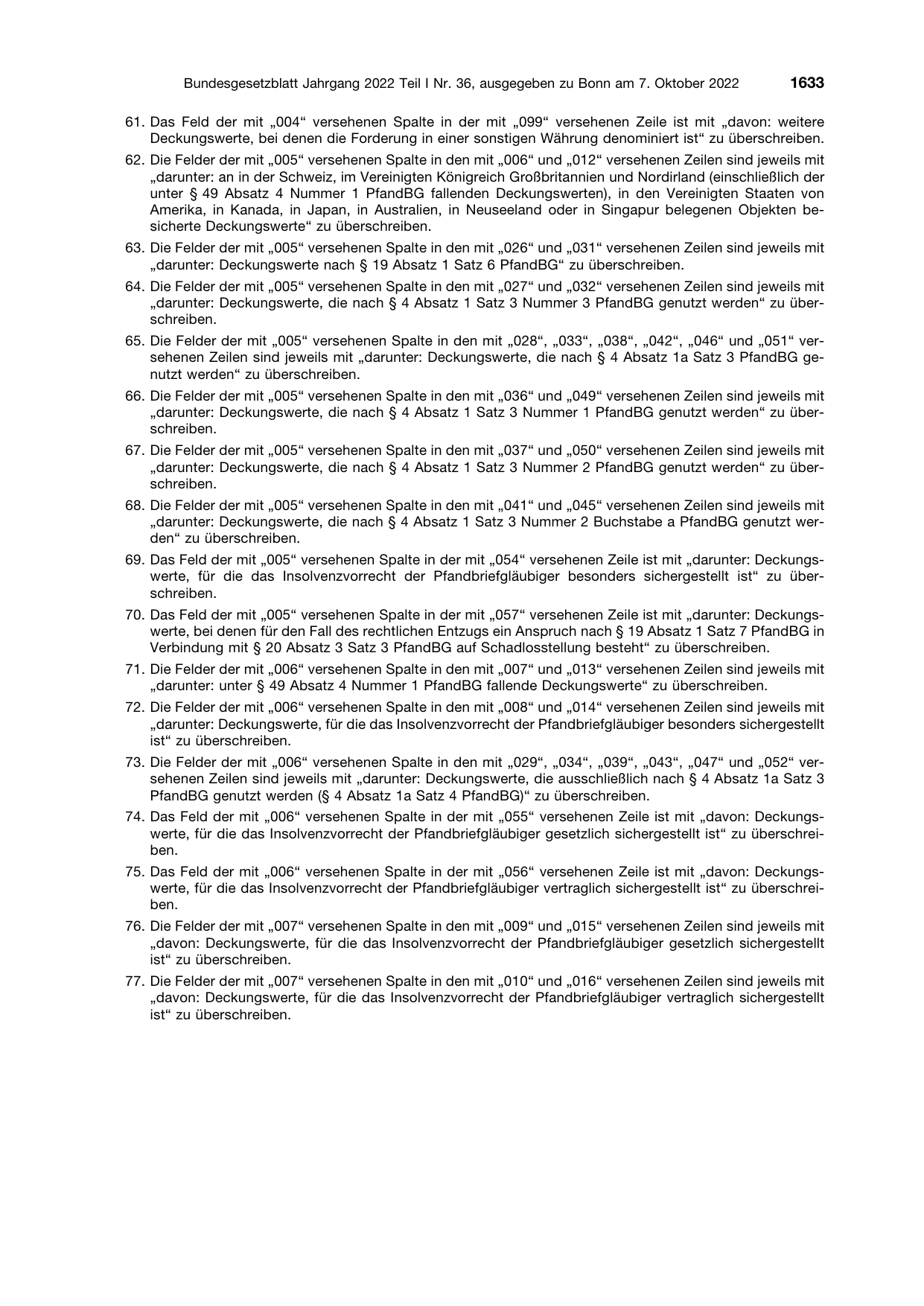 BGBl. 2022, Seite 1633 — Originalseite als Abbildung