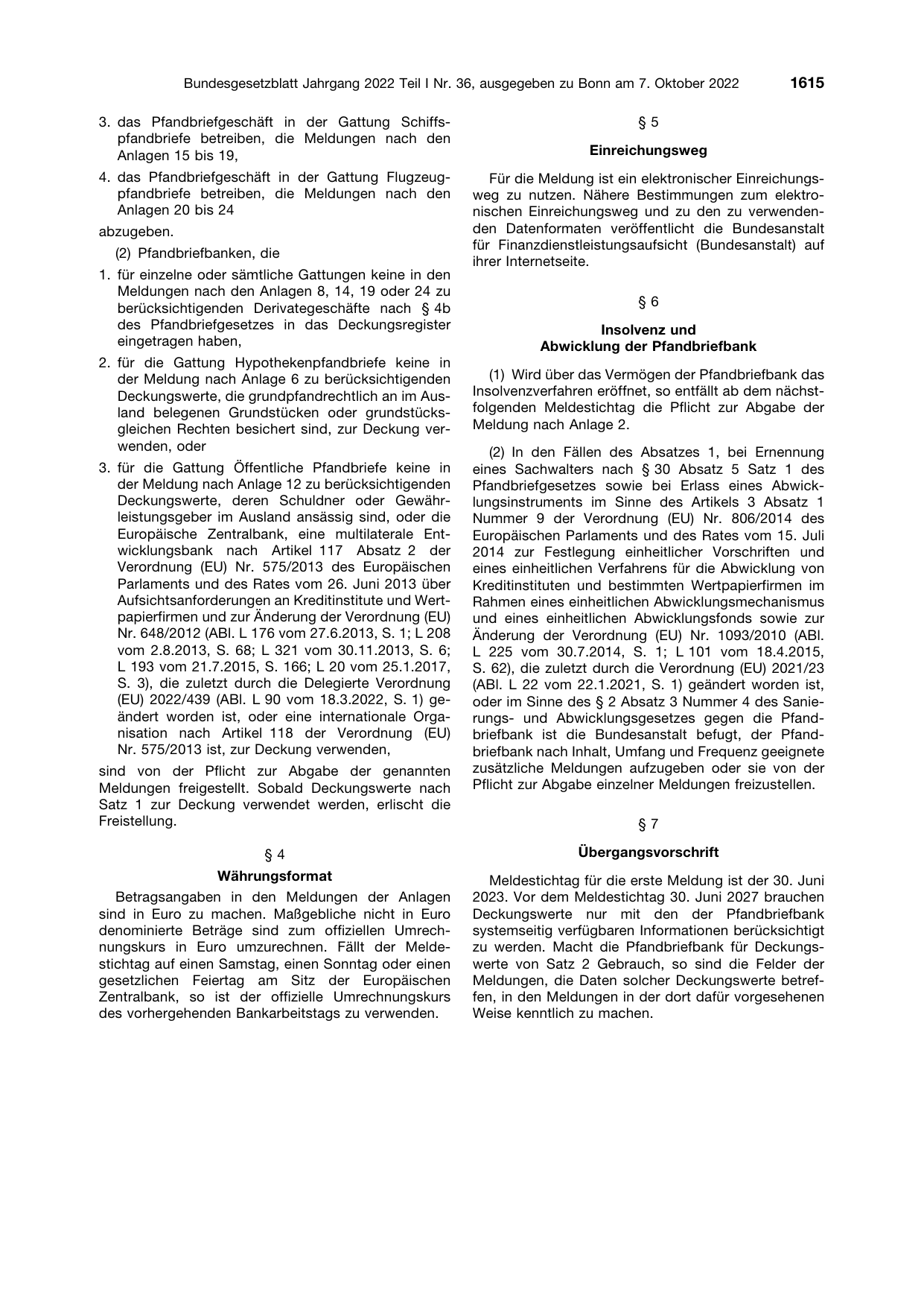 BGBl. 2022, Seite 1615 — Originalseite als Abbildung