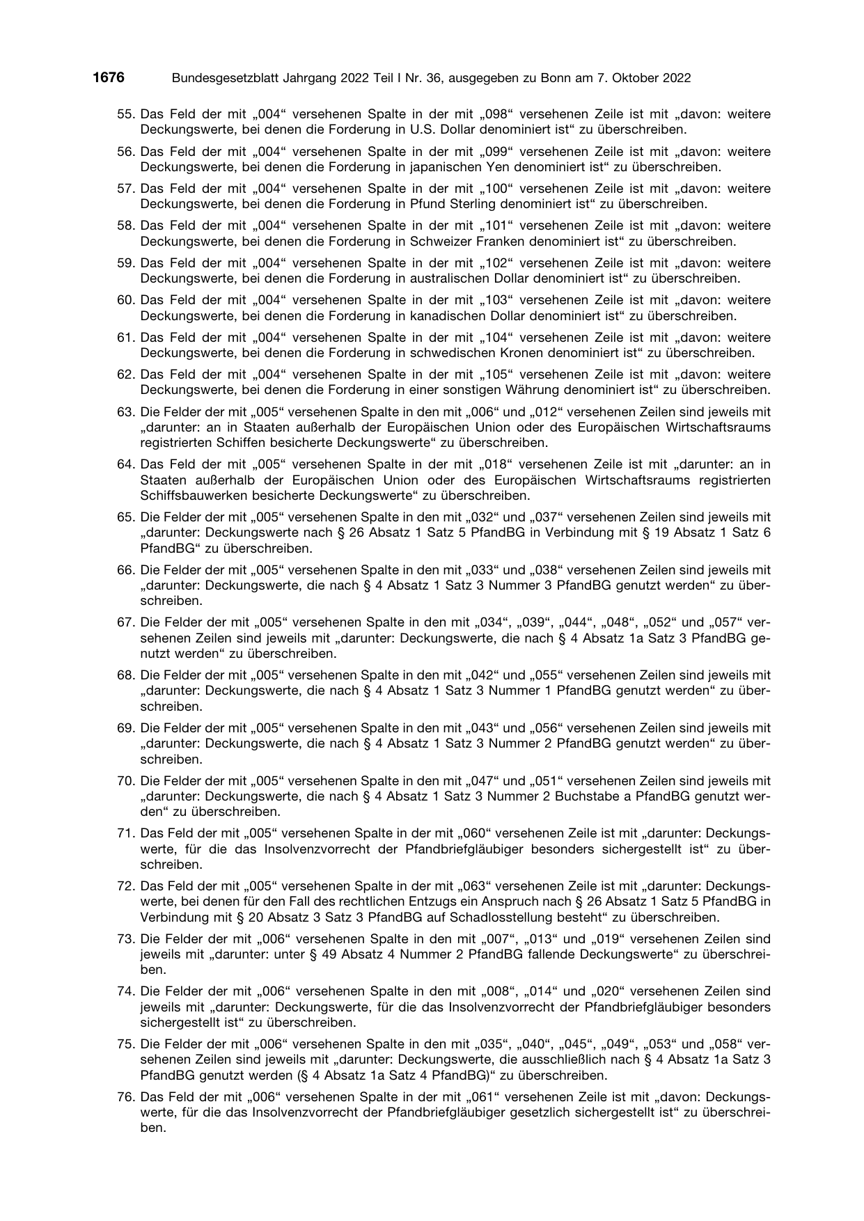 BGBl. 2022, Seite 1676 — Originalseite als Abbildung