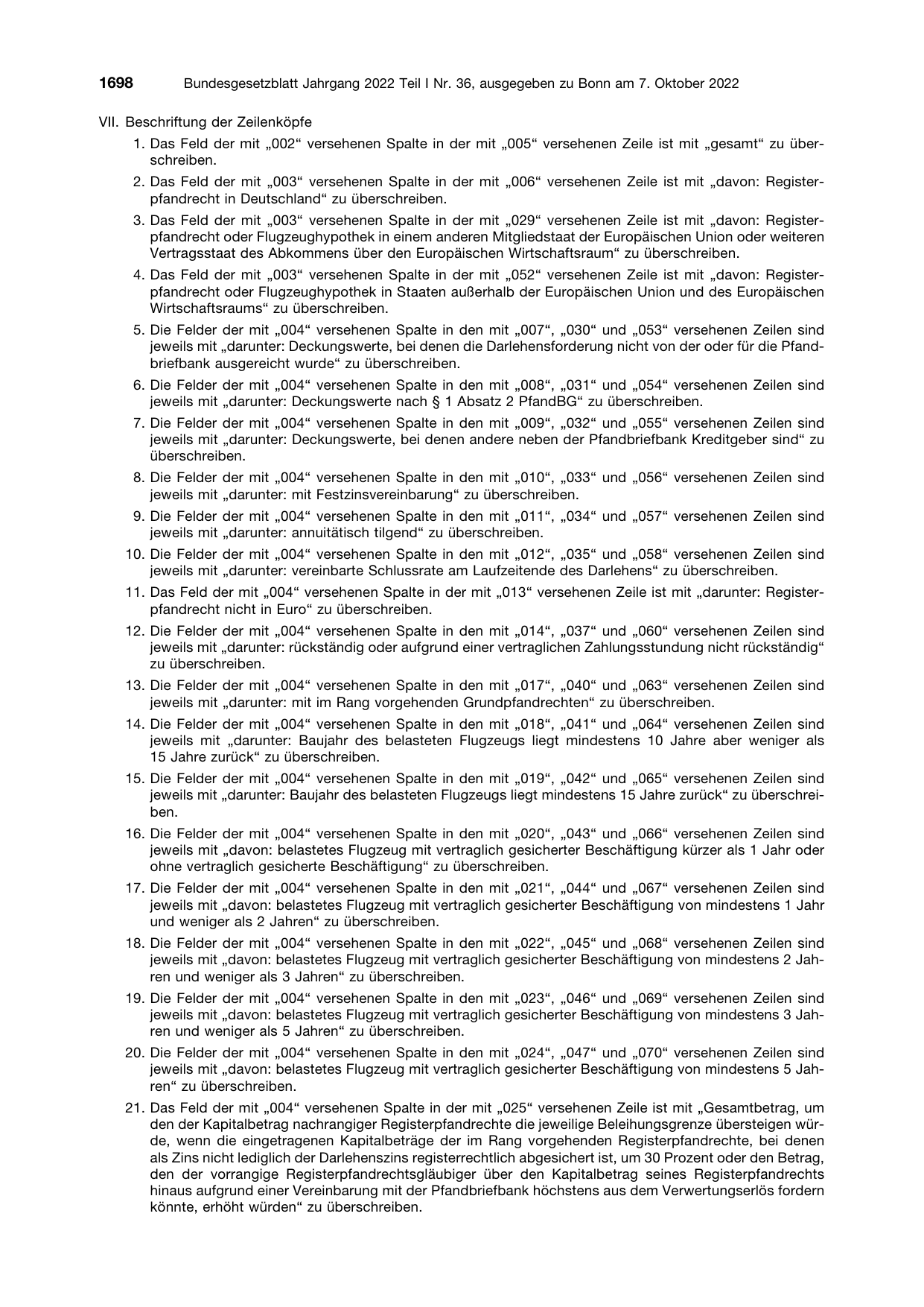 BGBl. 2022, Seite 1698 — Originalseite als Abbildung