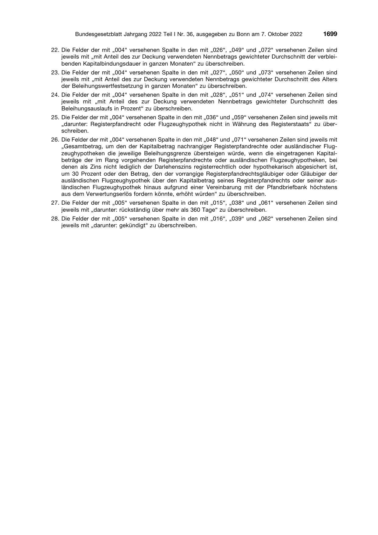 BGBl. 2022, Seite 1699 — Originalseite als Abbildung