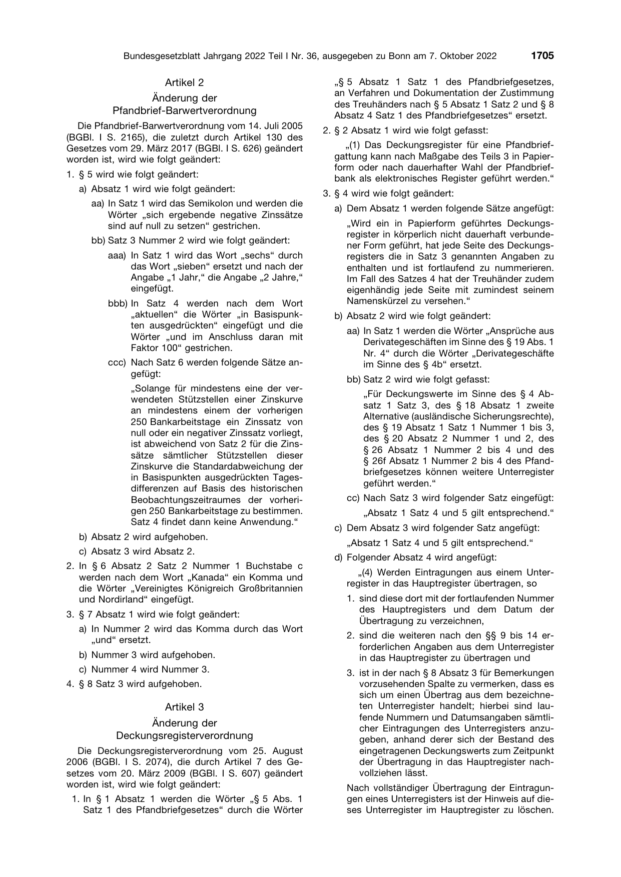 BGBl. 2022, Seite 1705 — Originalseite als Abbildung