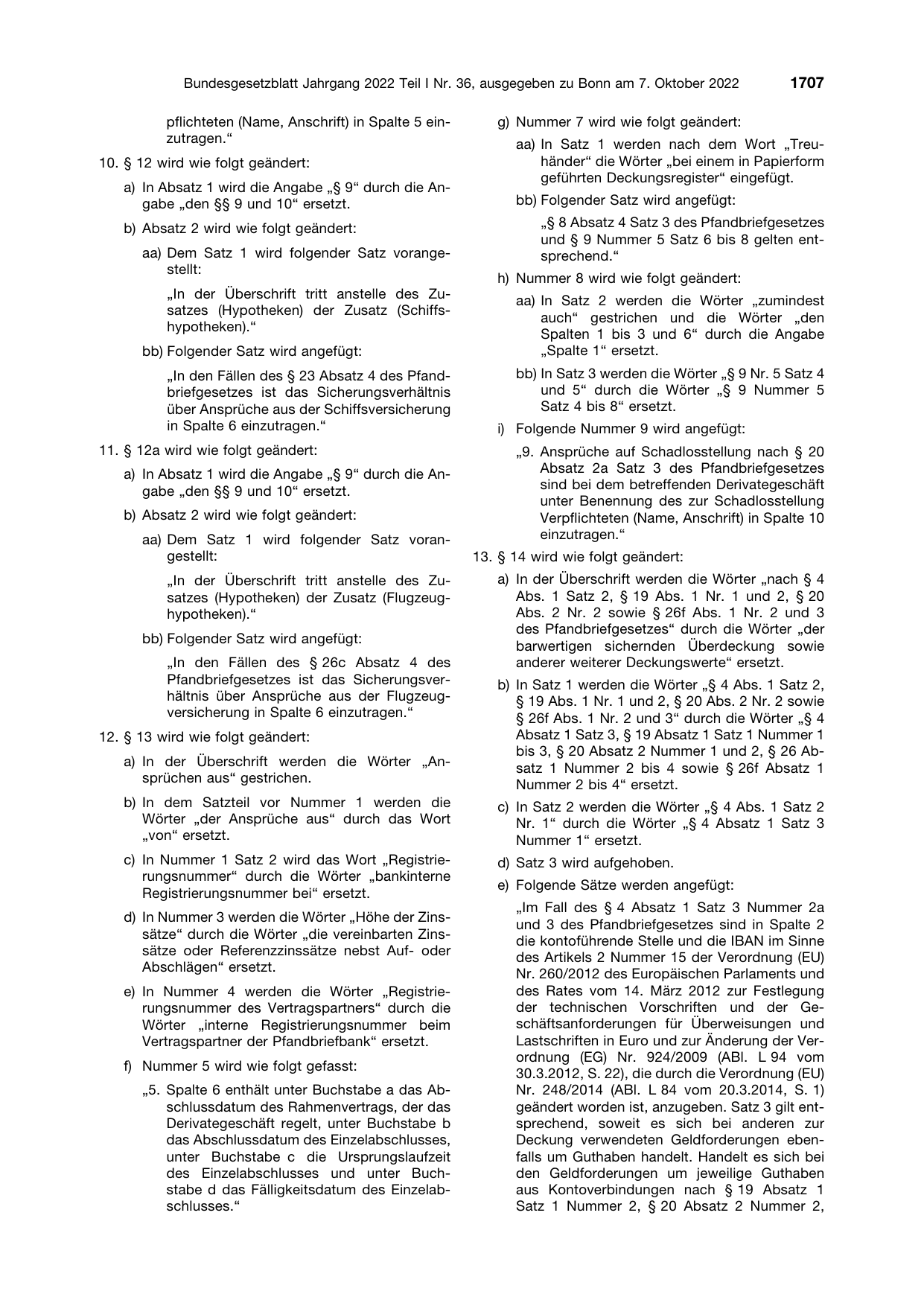 BGBl. 2022, Seite 1707 — Originalseite als Abbildung