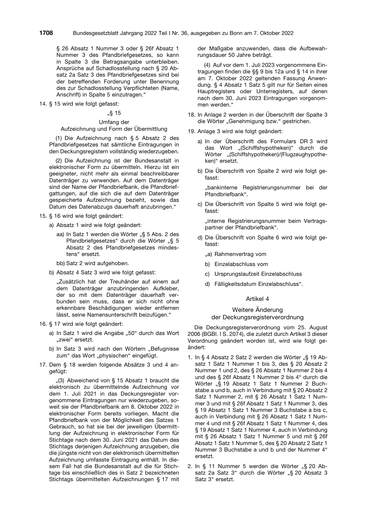BGBl. 2022, Seite 1708 — Originalseite als Abbildung