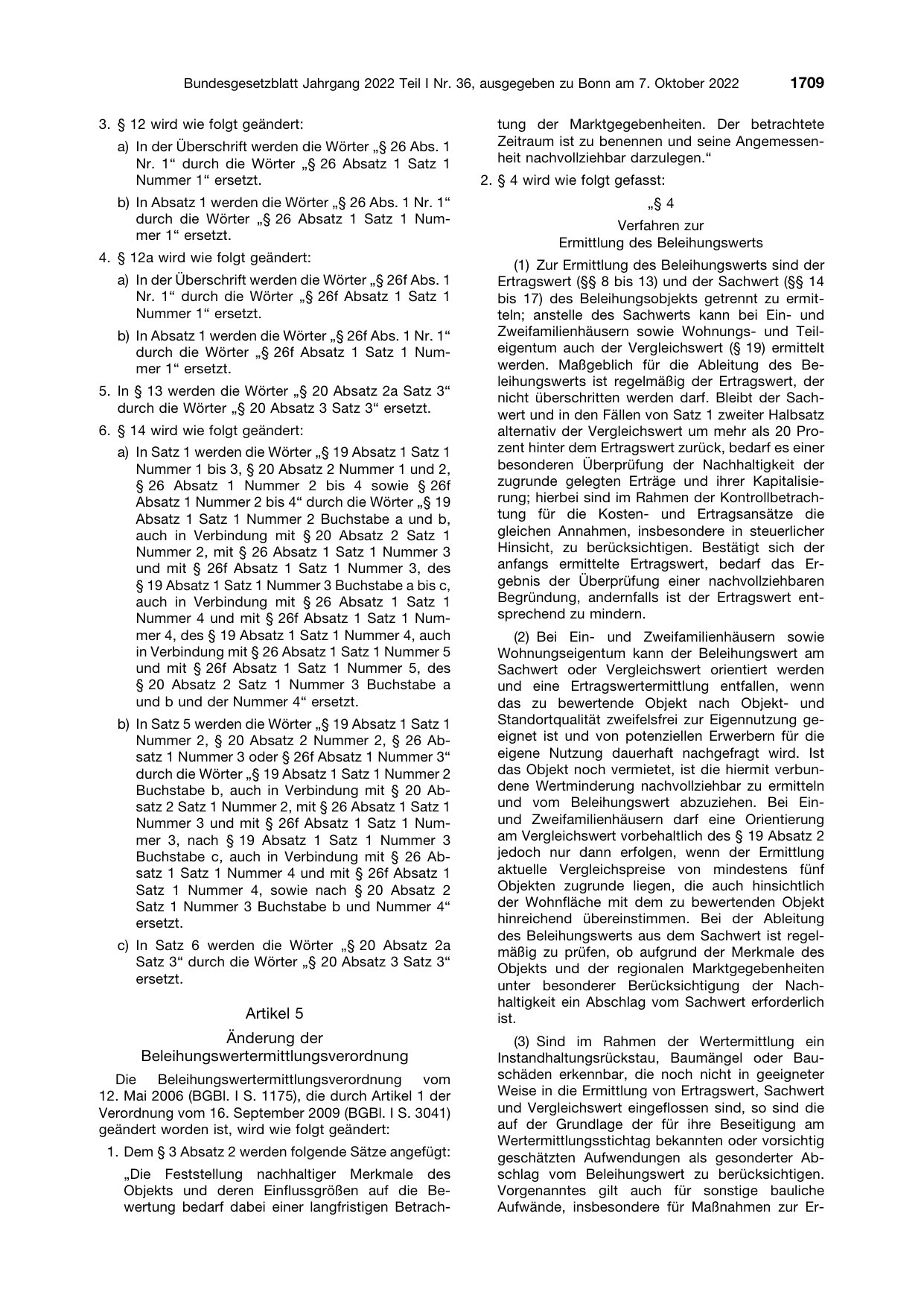 BGBl. 2022, Seite 1709 — Originalseite als Abbildung