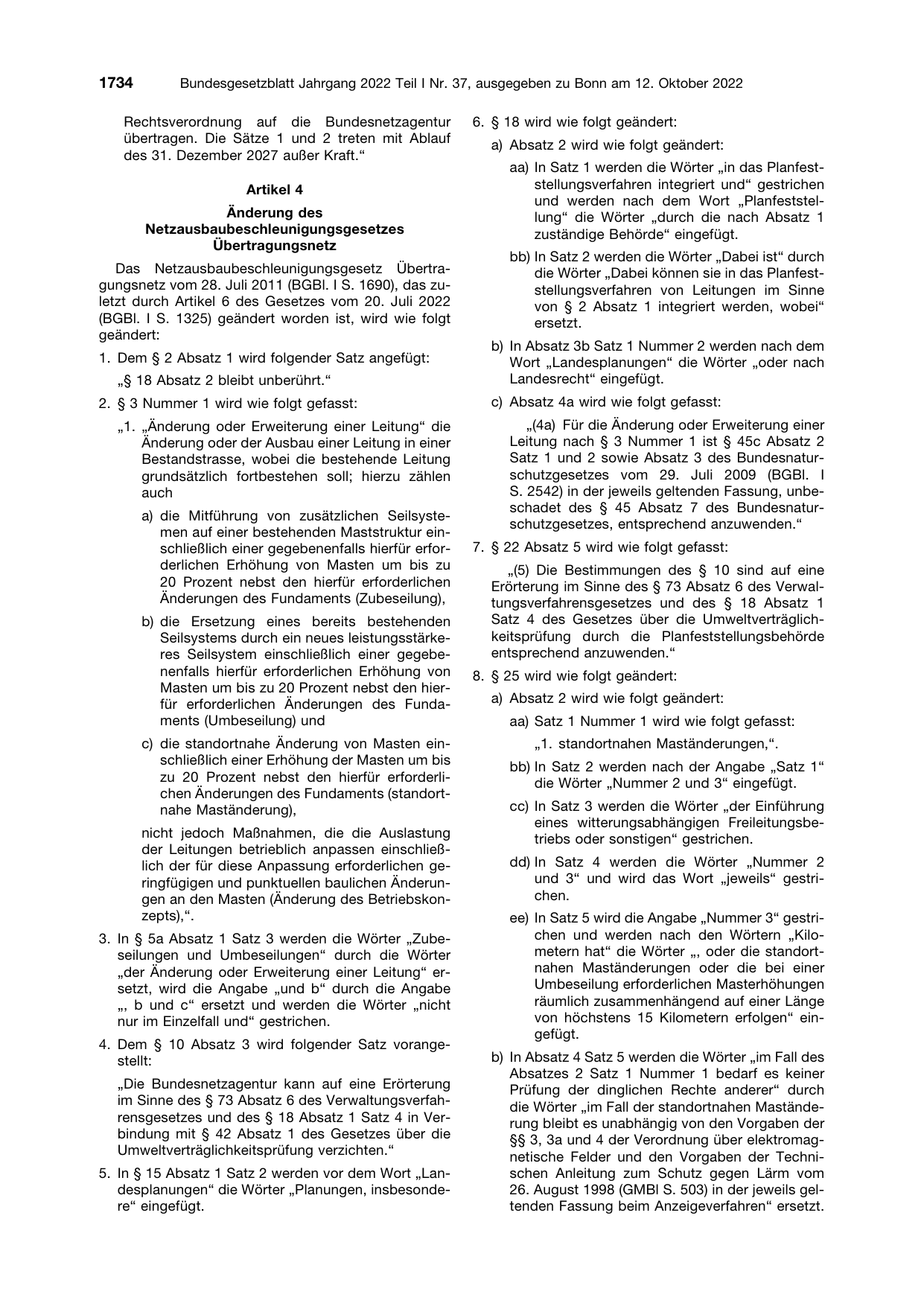BGBl. 2022, Seite 1734 — Originalseite als Abbildung