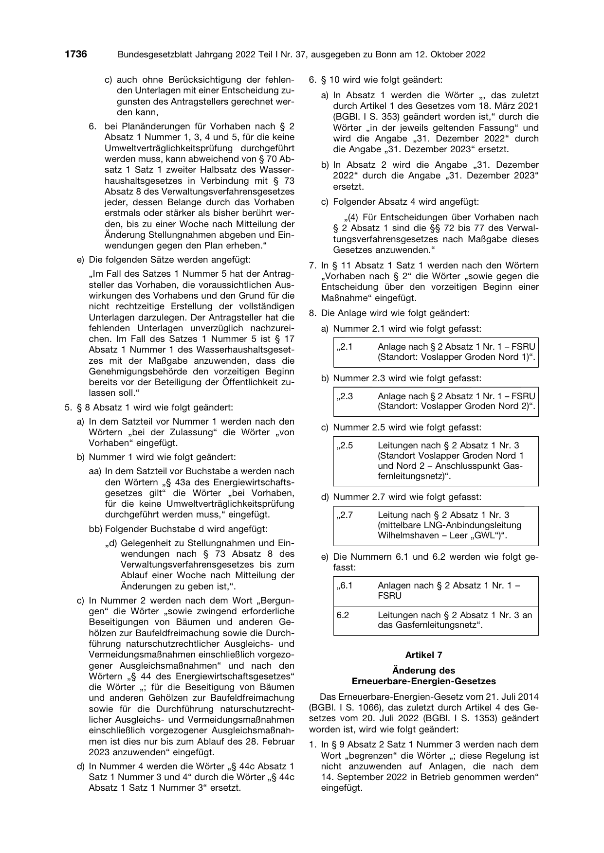 BGBl. 2022, Seite 1736 — Originalseite als Abbildung
