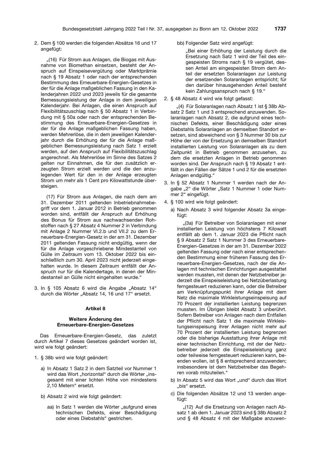 BGBl. 2022, Seite 1737 — Originalseite als Abbildung