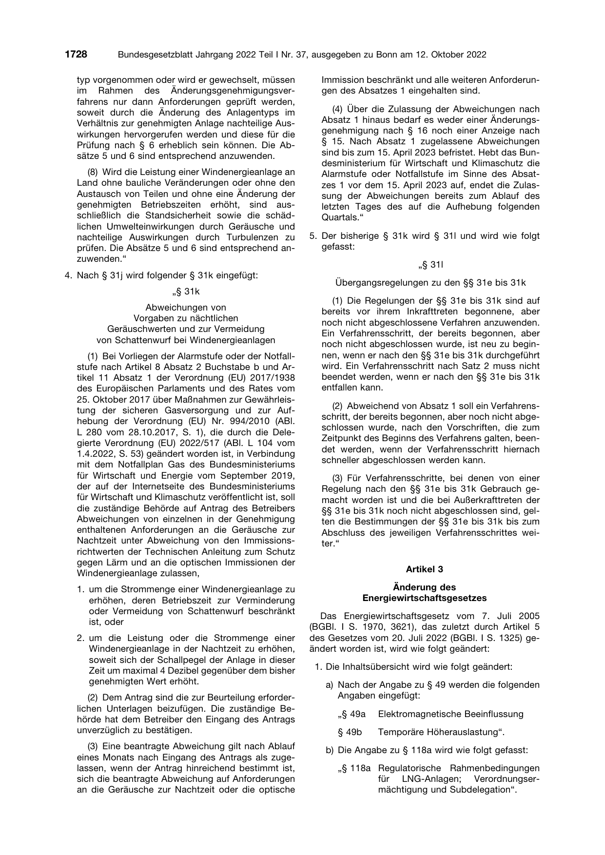 BGBl. 2022, Seite 1728 — Originalseite als Abbildung