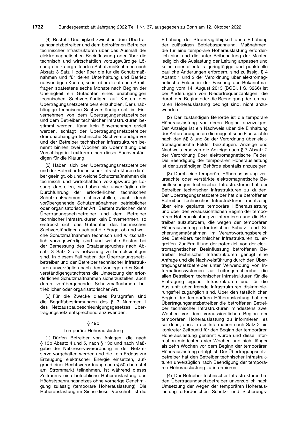 BGBl. 2022, Seite 1732 — Originalseite als Abbildung