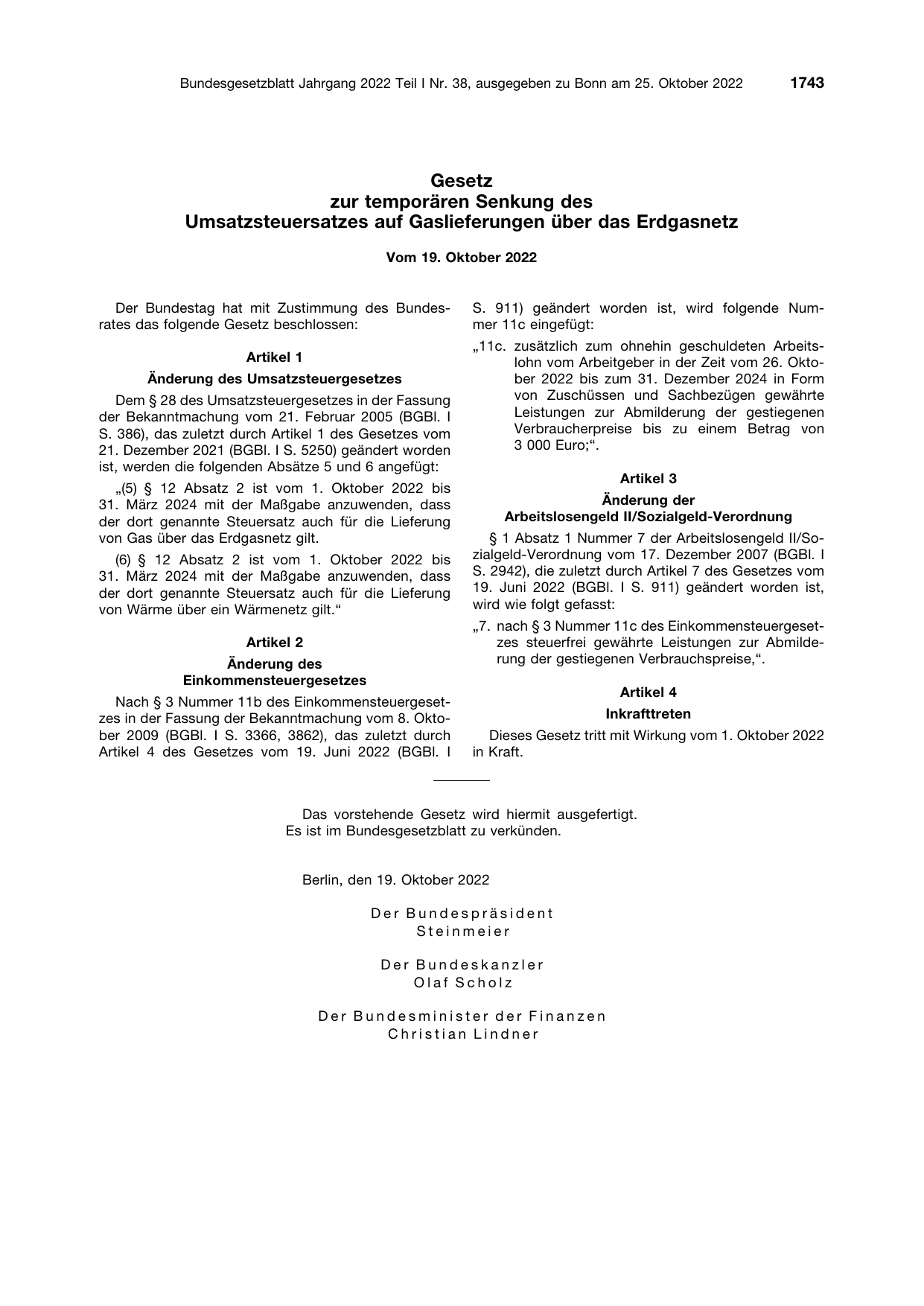 BGBl. 2022, Seite 1743 — Originalseite als Abbildung