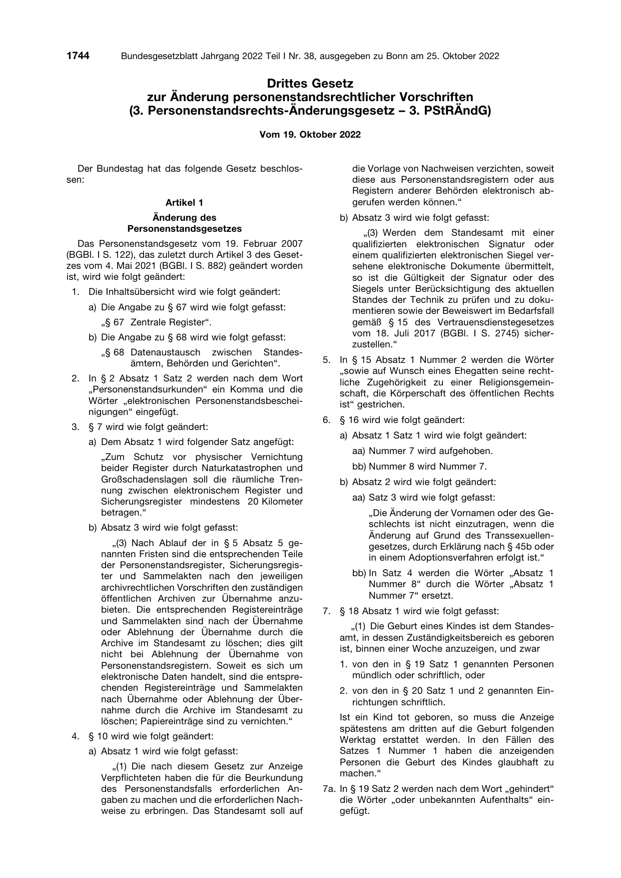 BGBl. 2022, Seite 1744 — Originalseite als Abbildung