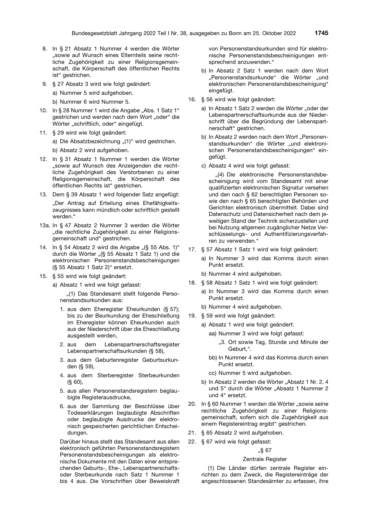 BGBl. 2022, Seite 1745 — Originalseite als Abbildung