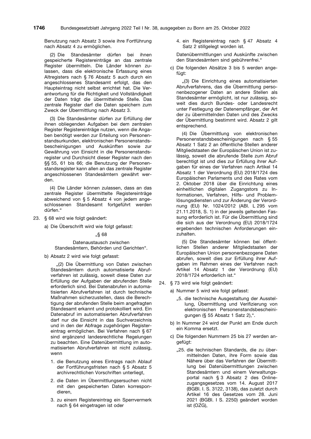 BGBl. 2022, Seite 1746 — Originalseite als Abbildung