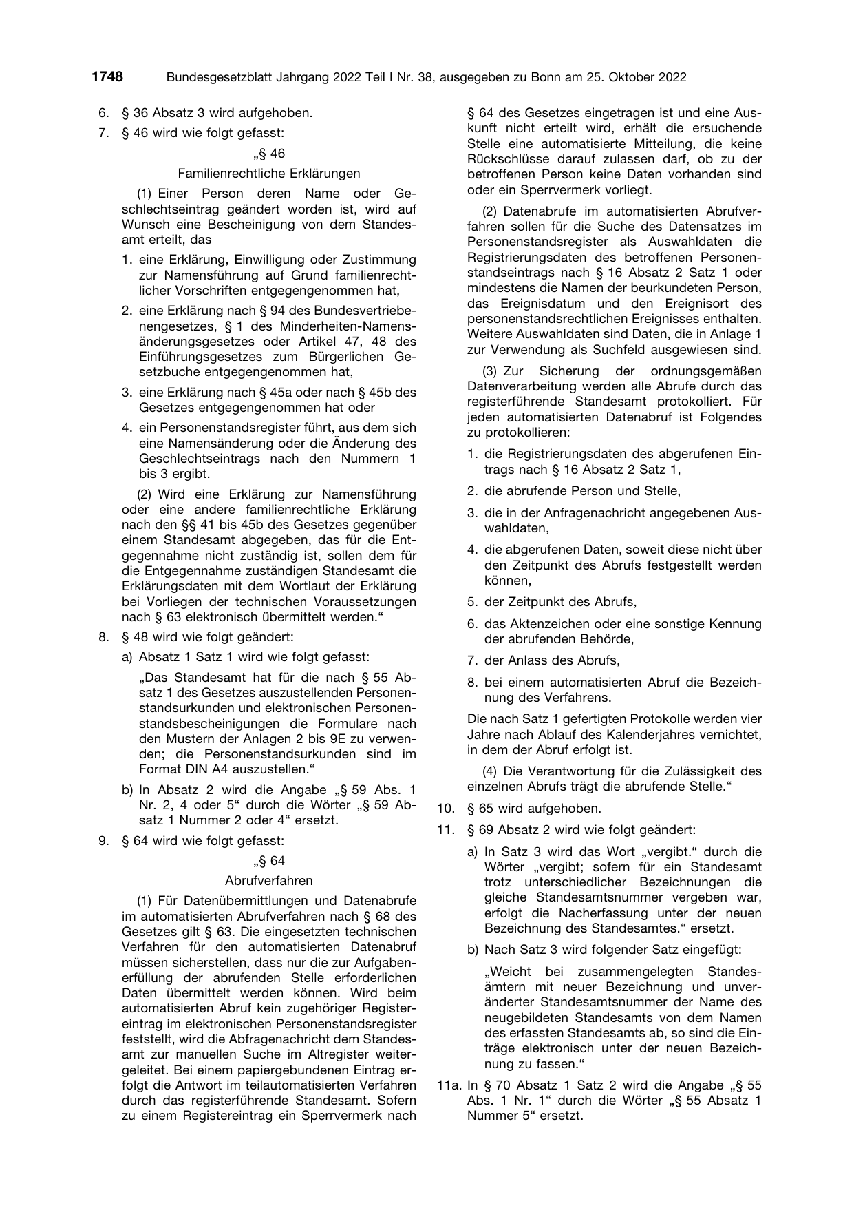 BGBl. 2022, Seite 1748 — Originalseite als Abbildung