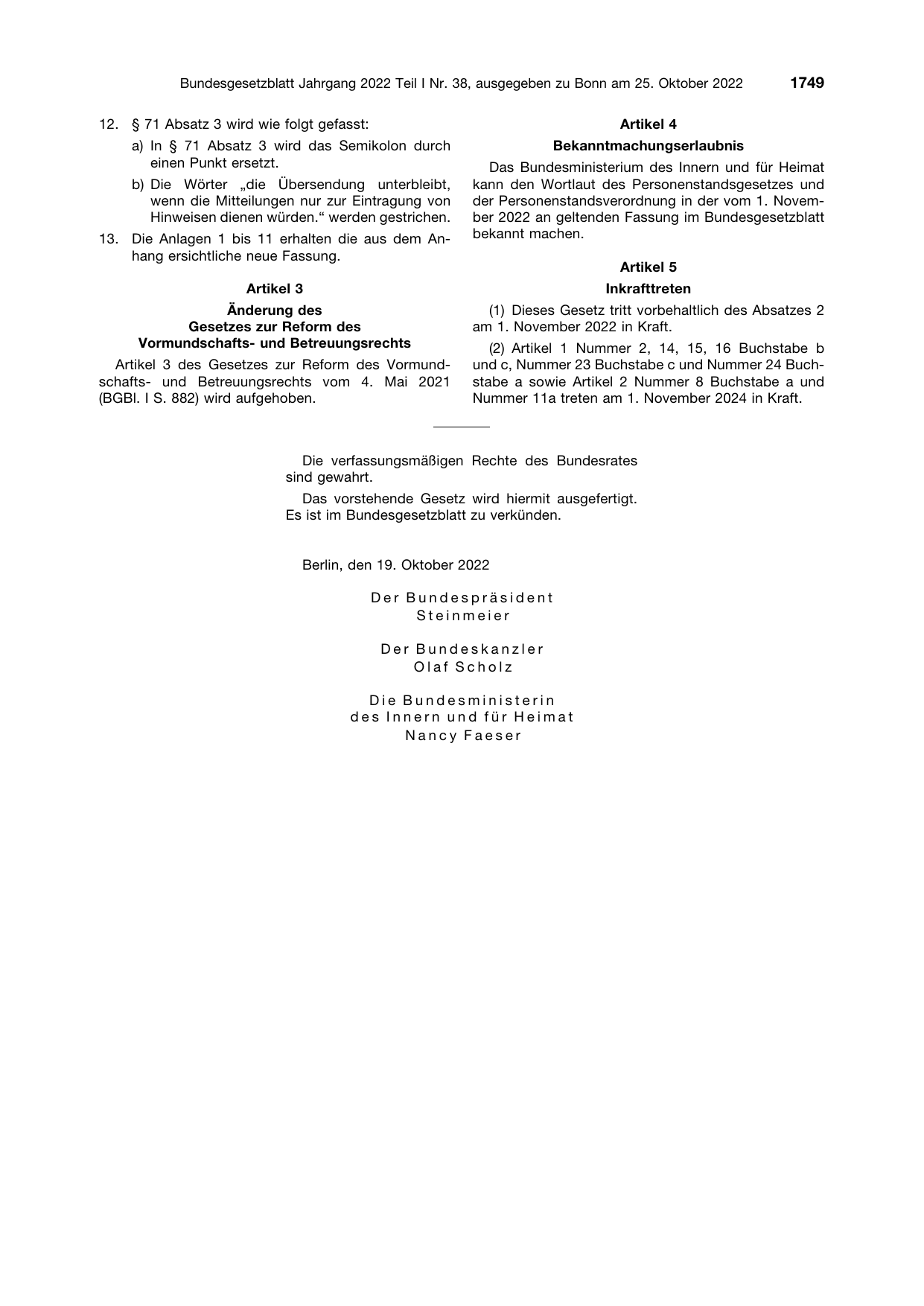 BGBl. 2022, Seite 1749 — Originalseite als Abbildung