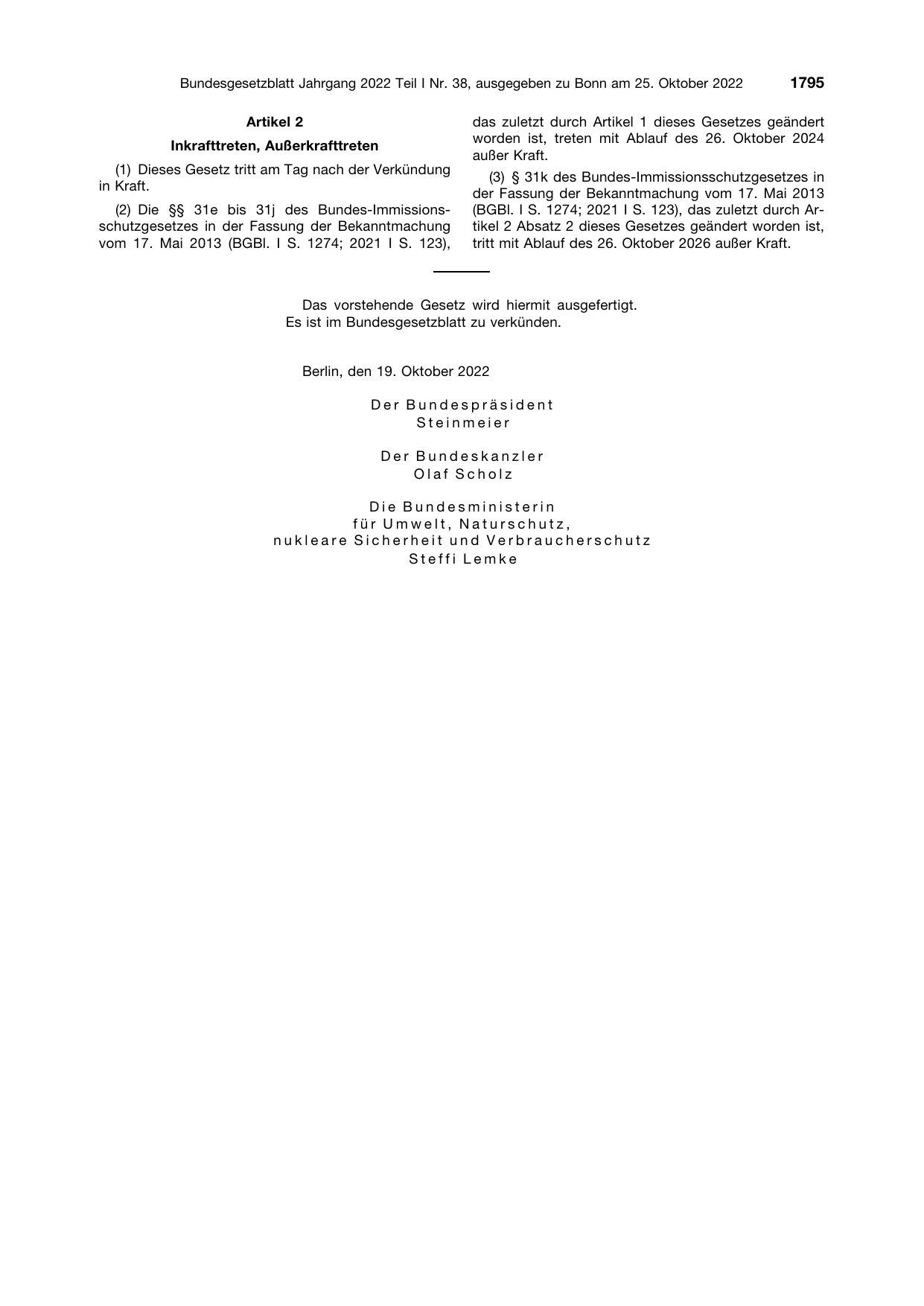 BGBl. 2022, Seite 1795 — Originalseite als Abbildung