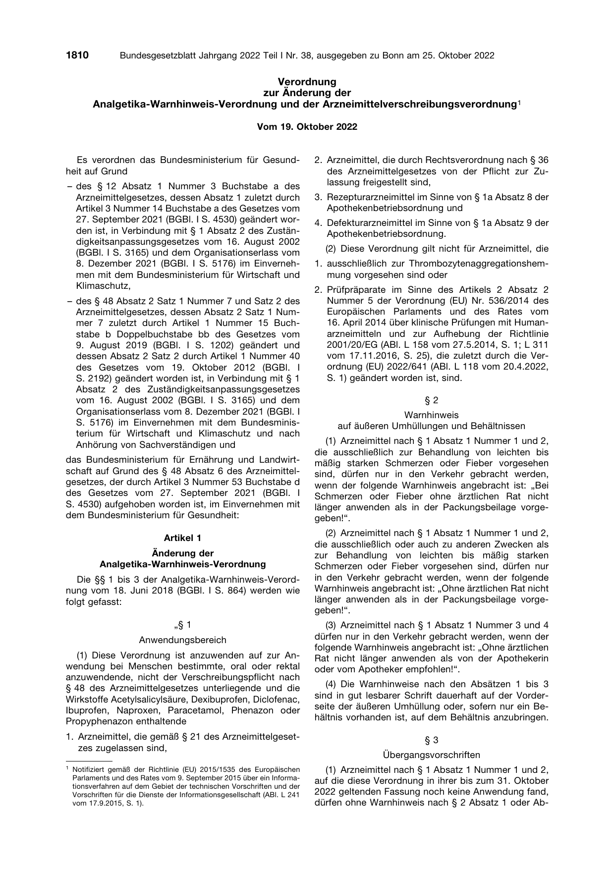 BGBl. 2022, Seite 1810 — Originalseite als Abbildung
