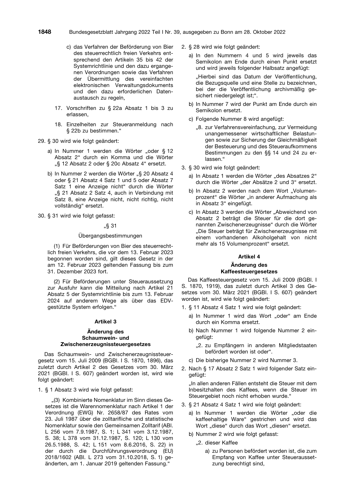 BGBl. 2022, Seite 1848 — Originalseite als Abbildung