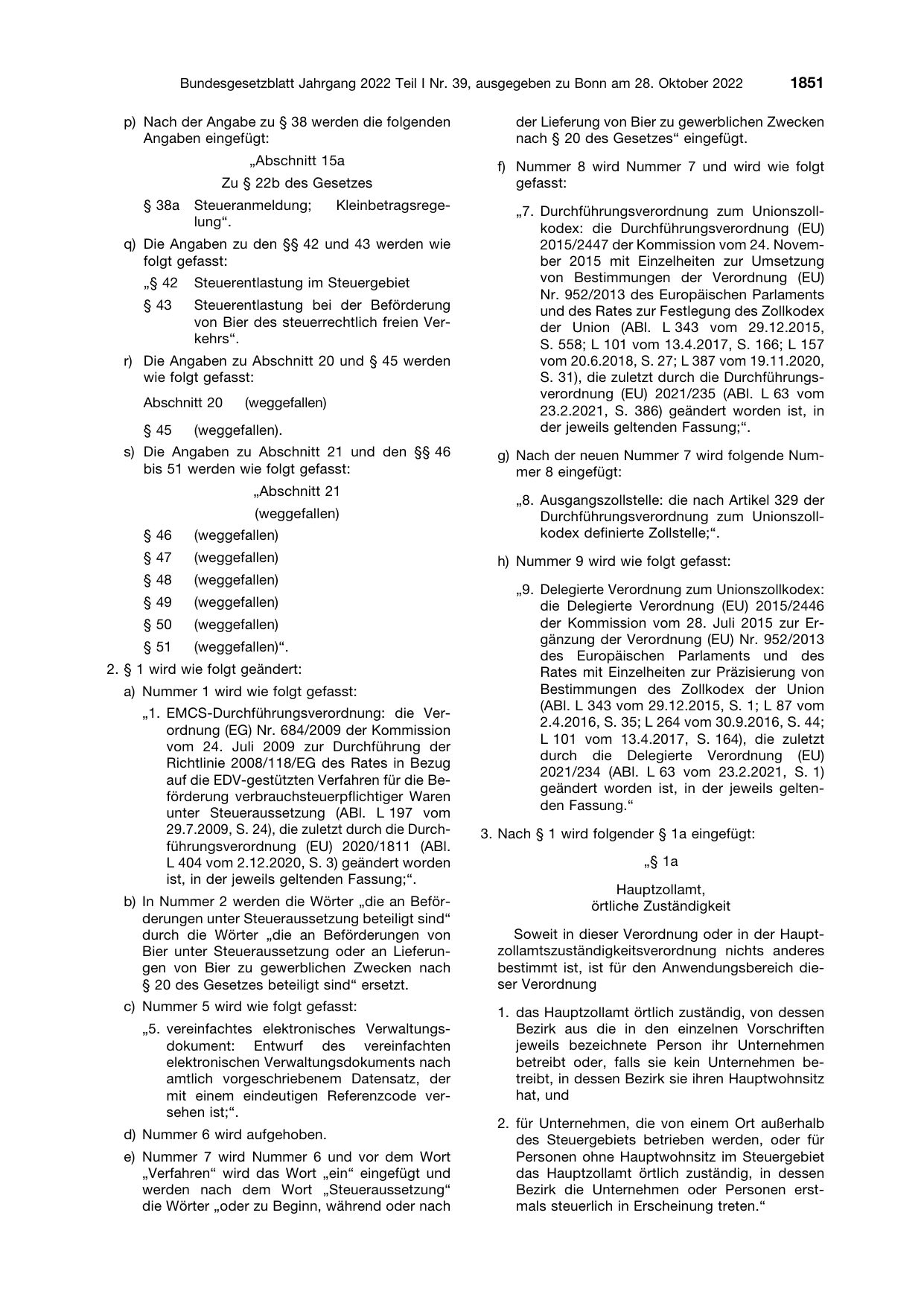 BGBl. 2022, Seite 1851 — Originalseite als Abbildung