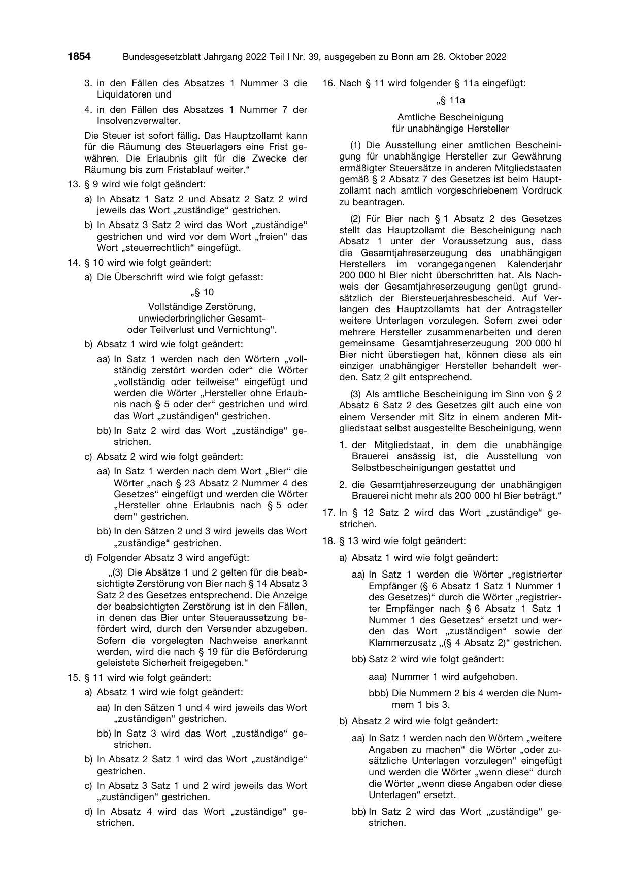 BGBl. 2022, Seite 1854 — Originalseite als Abbildung