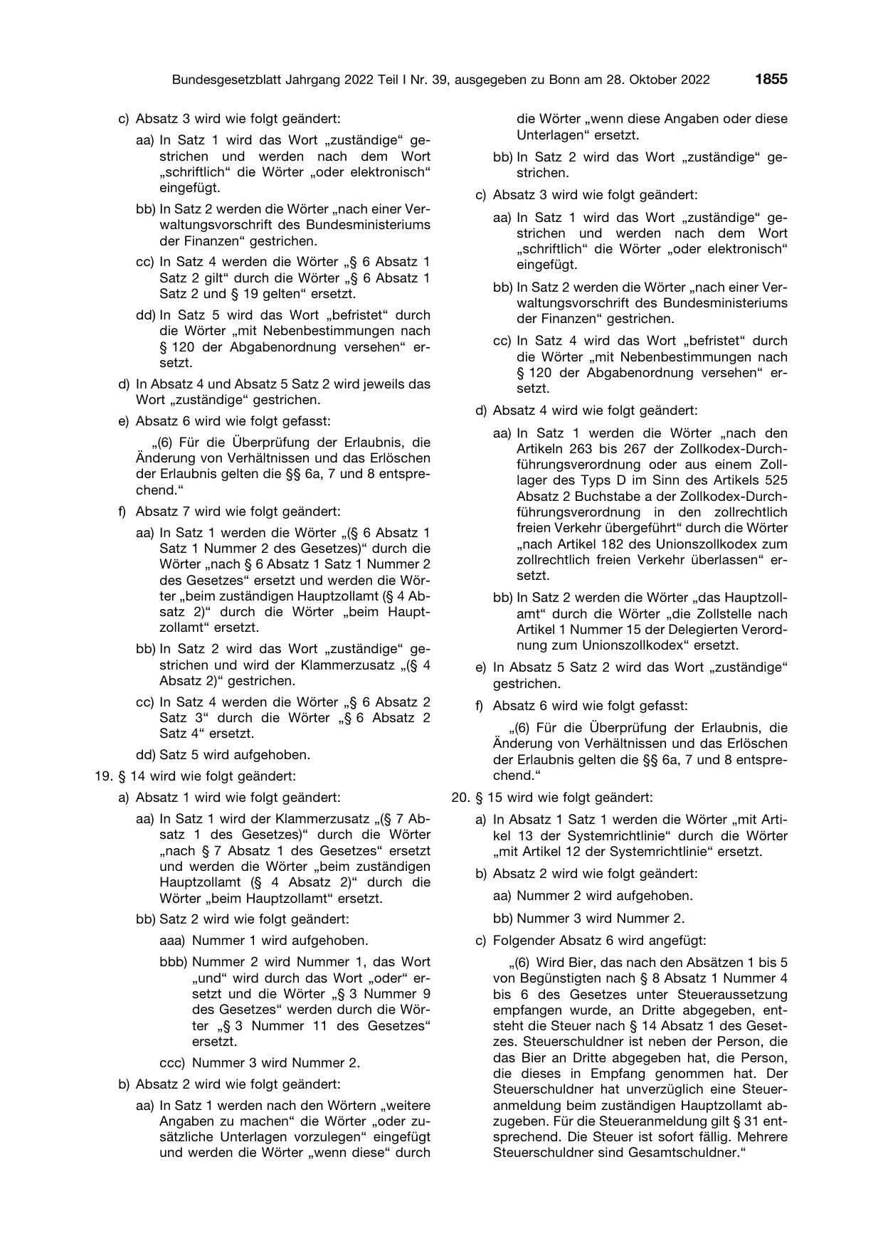 BGBl. 2022, Seite 1855 — Originalseite als Abbildung