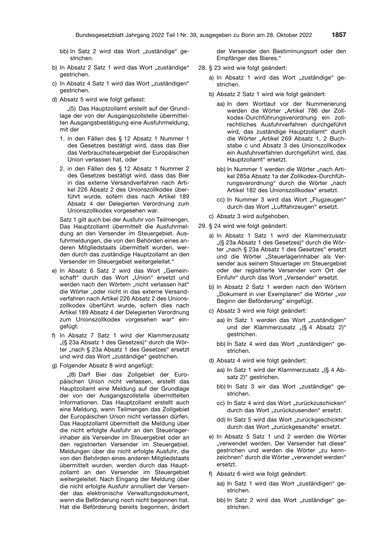 BGBl. 2022, Seite 1857 — Originalseite als Abbildung
