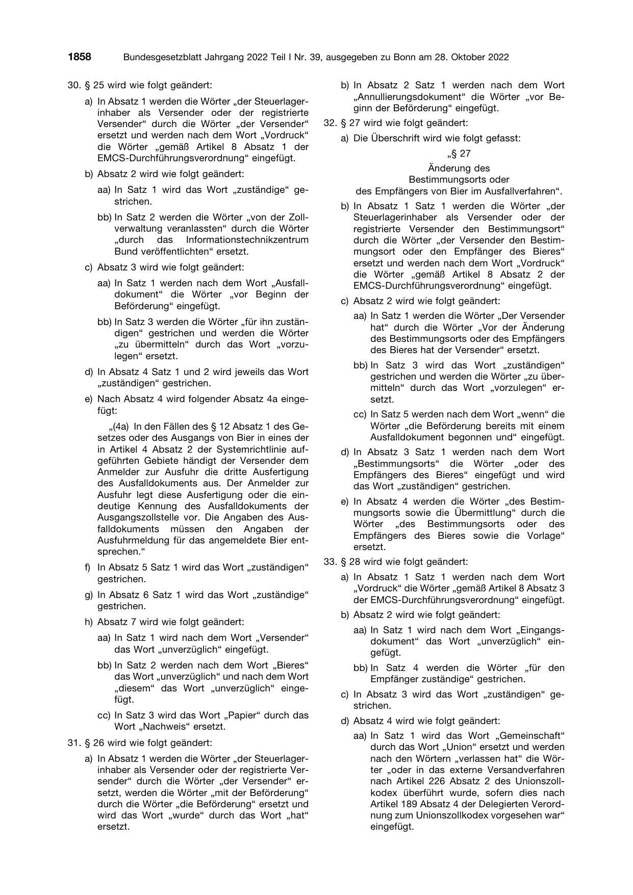 BGBl. 2022, Seite 1858 — Originalseite als Abbildung