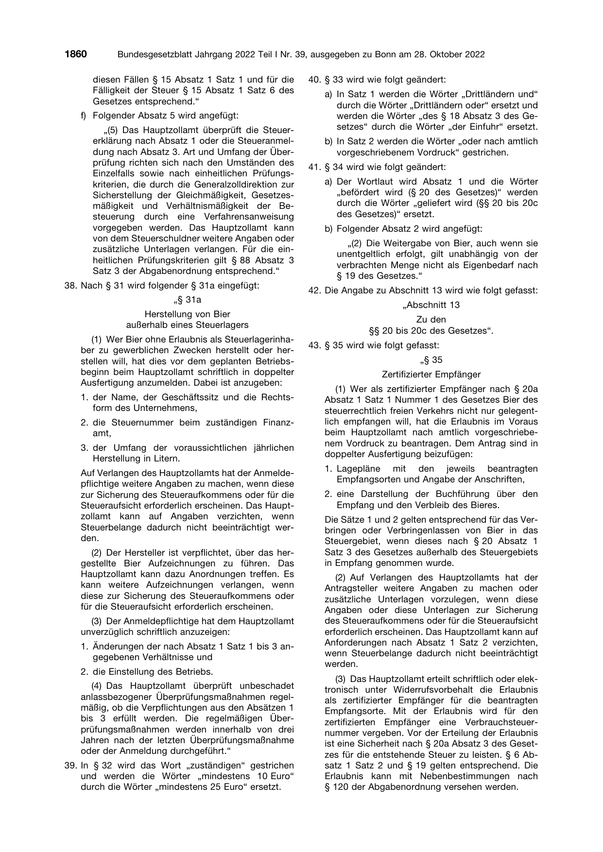 BGBl. 2022, Seite 1860 — Originalseite als Abbildung