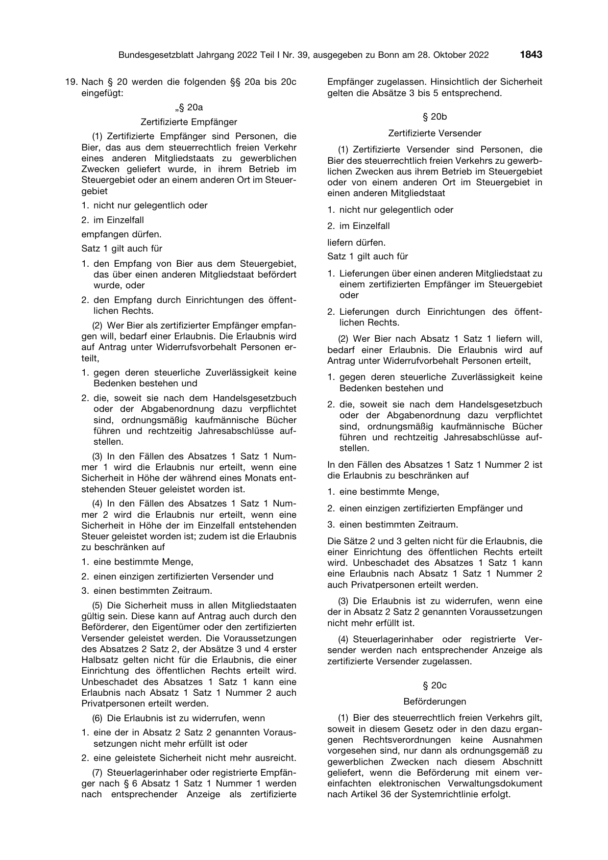 BGBl. 2022, Seite 1843 — Originalseite als Abbildung